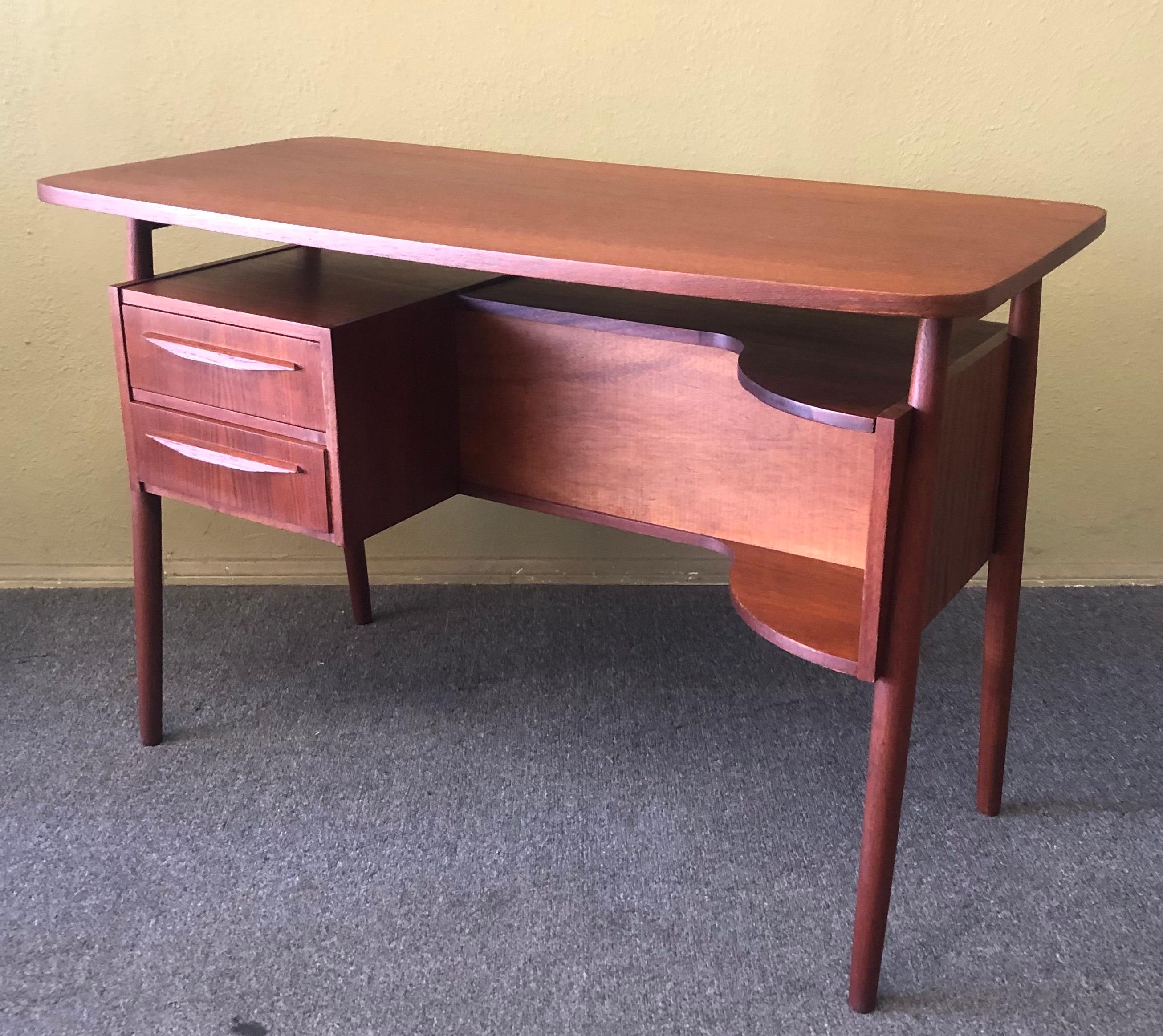 Danish Modern Petite Teak Desk by Gunnar Nielsen for Tibergaard 8