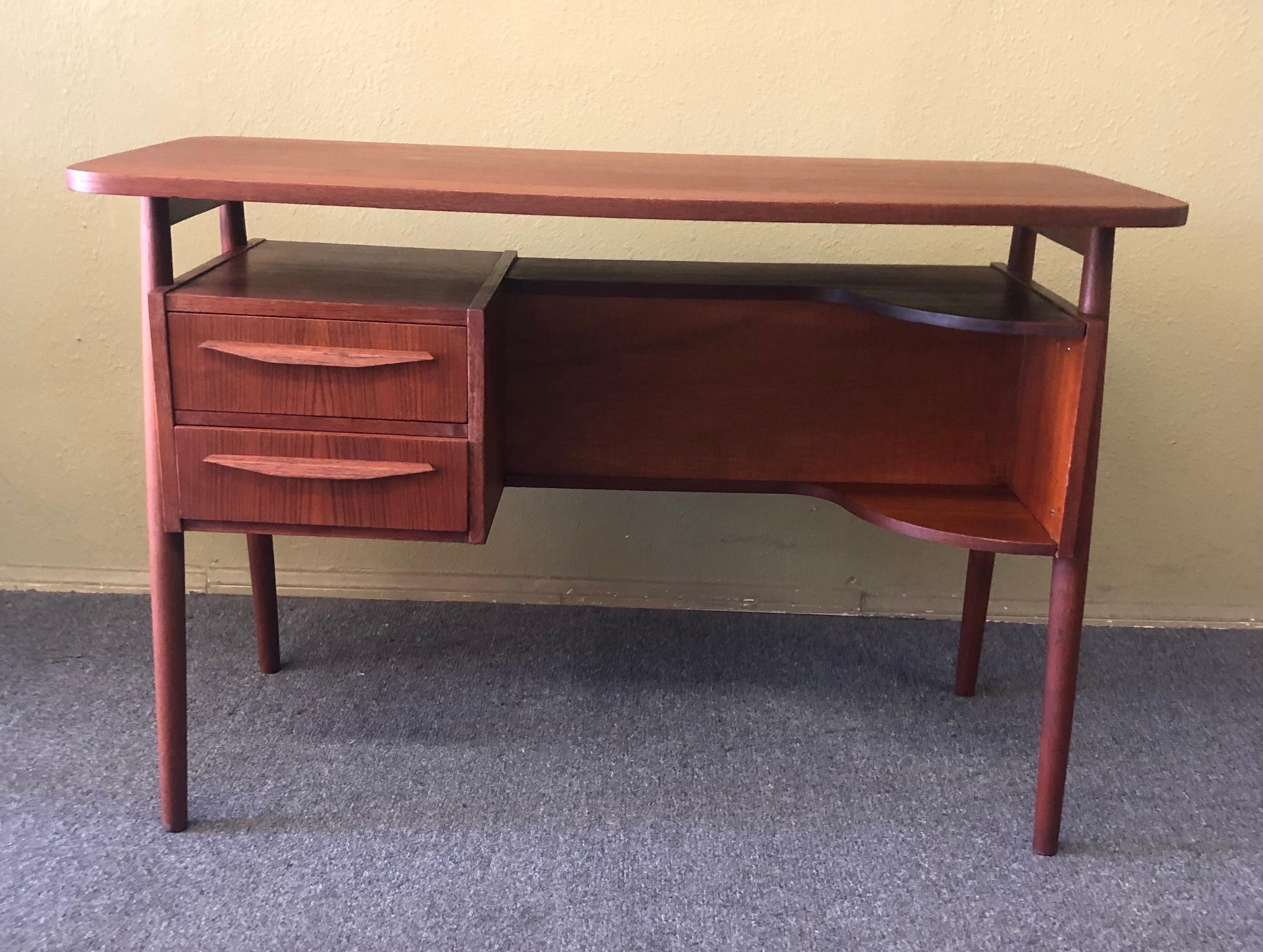 Mid-Century Modern Danish Modern Petite Teak Desk by Gunnar Nielsen for Tibergaard