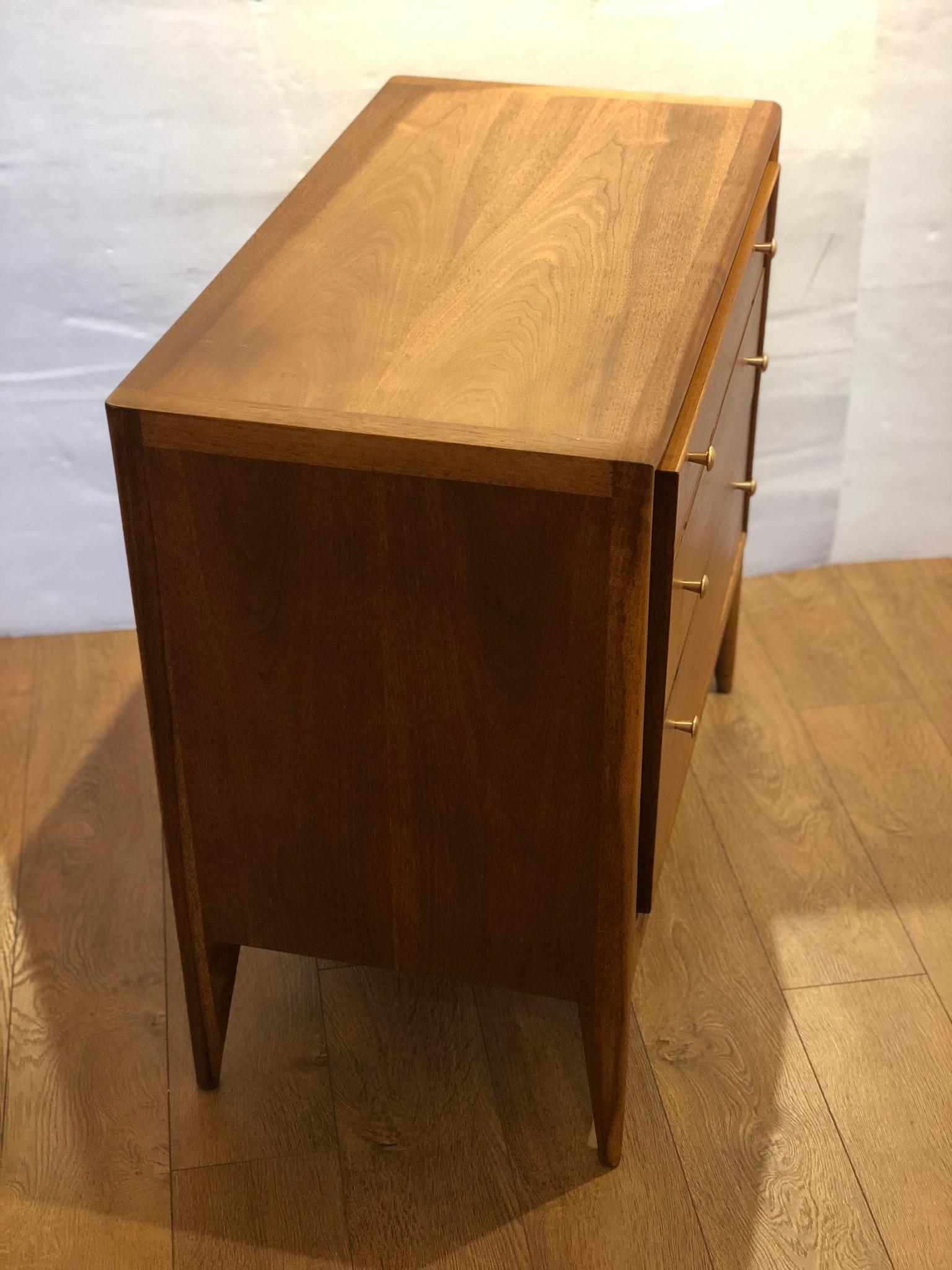 Danish Modern Petite Triple Dresser in Walnut by John Stuart In Excellent Condition In San Diego, CA