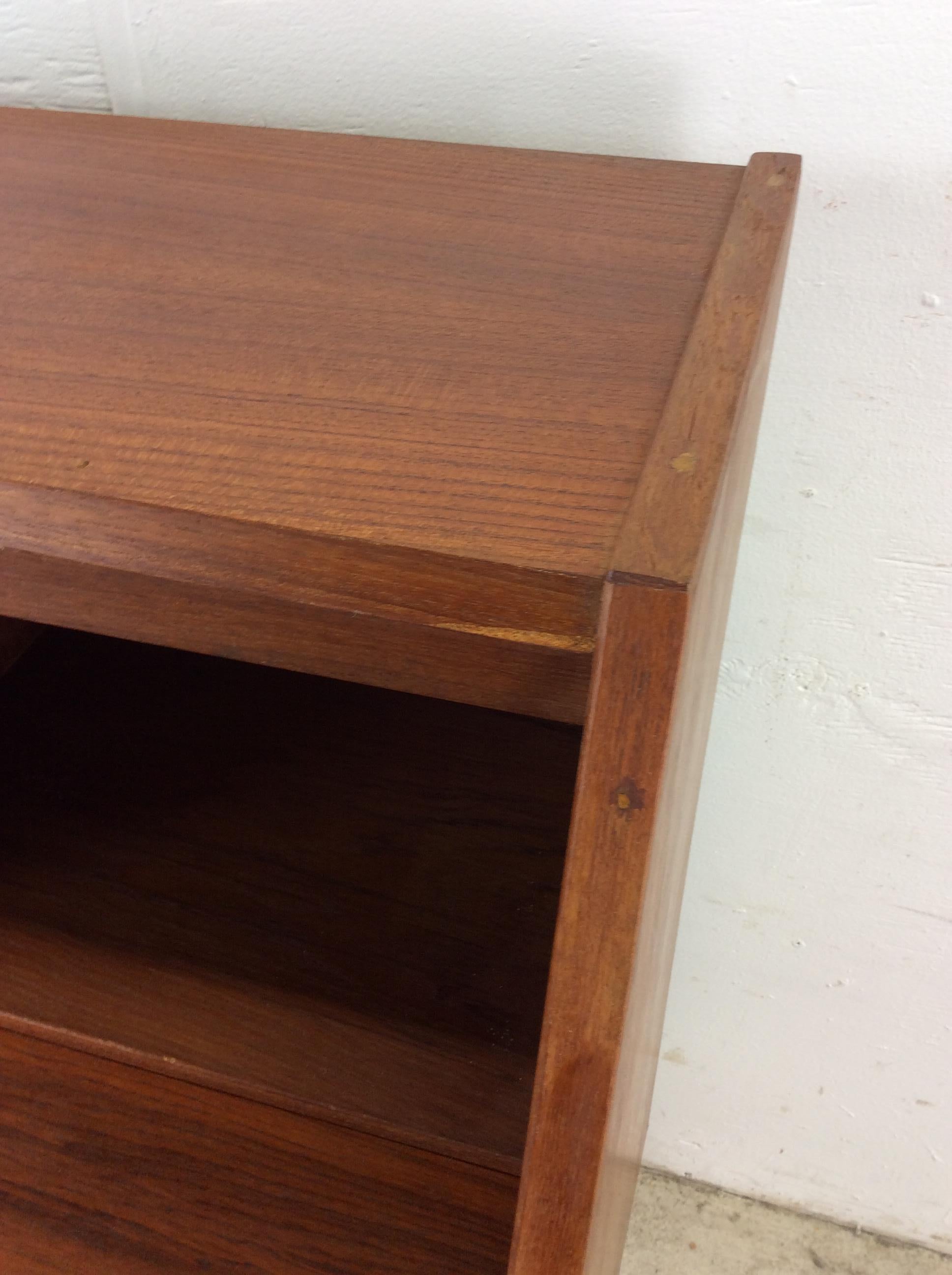 Danish Modern Petite Vanity with Draw Leaf and Mirrored Tray For Sale 11