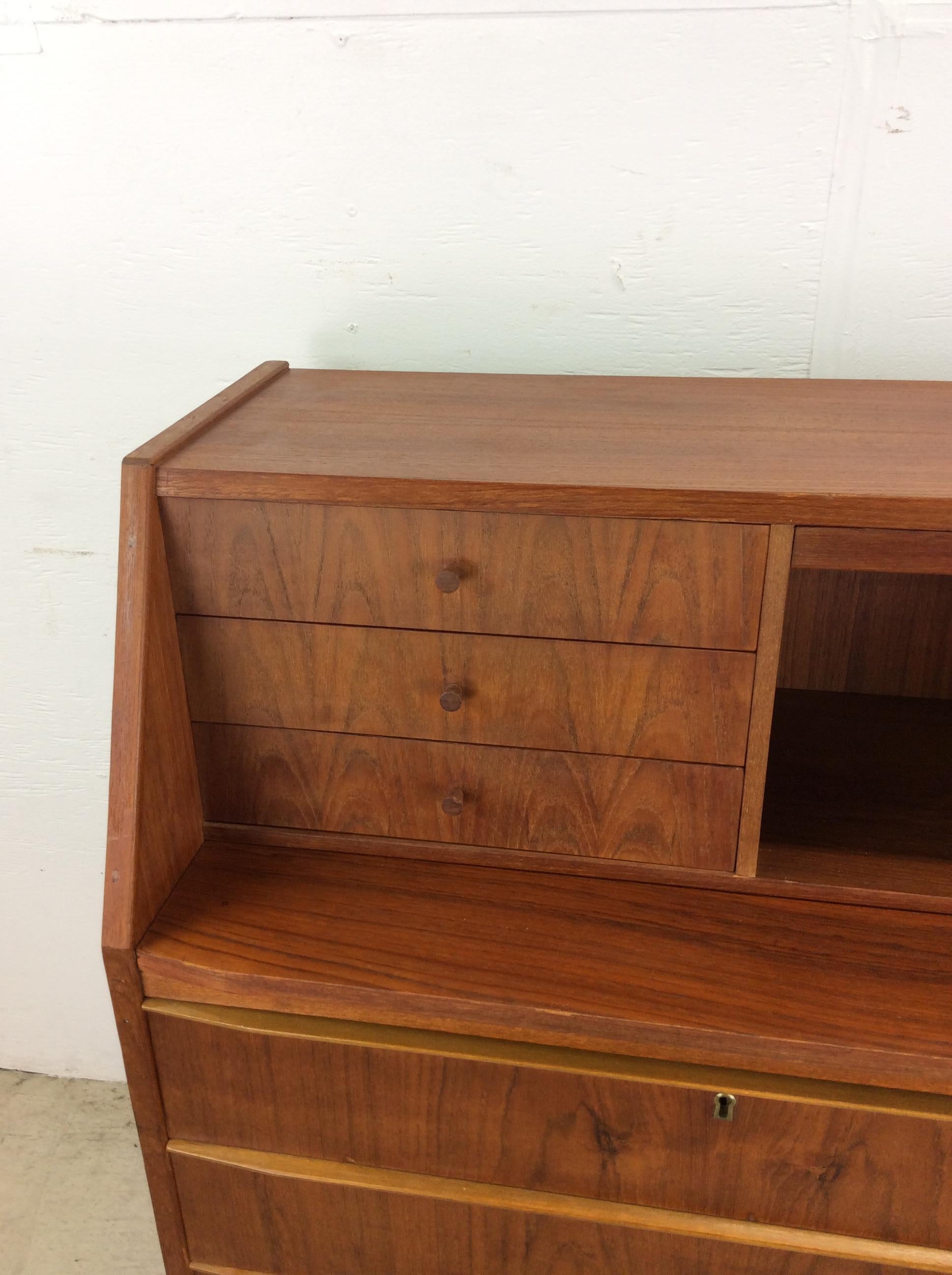 Scandinavian Modern Danish Modern Petite Vanity with Draw Leaf and Mirrored Tray For Sale