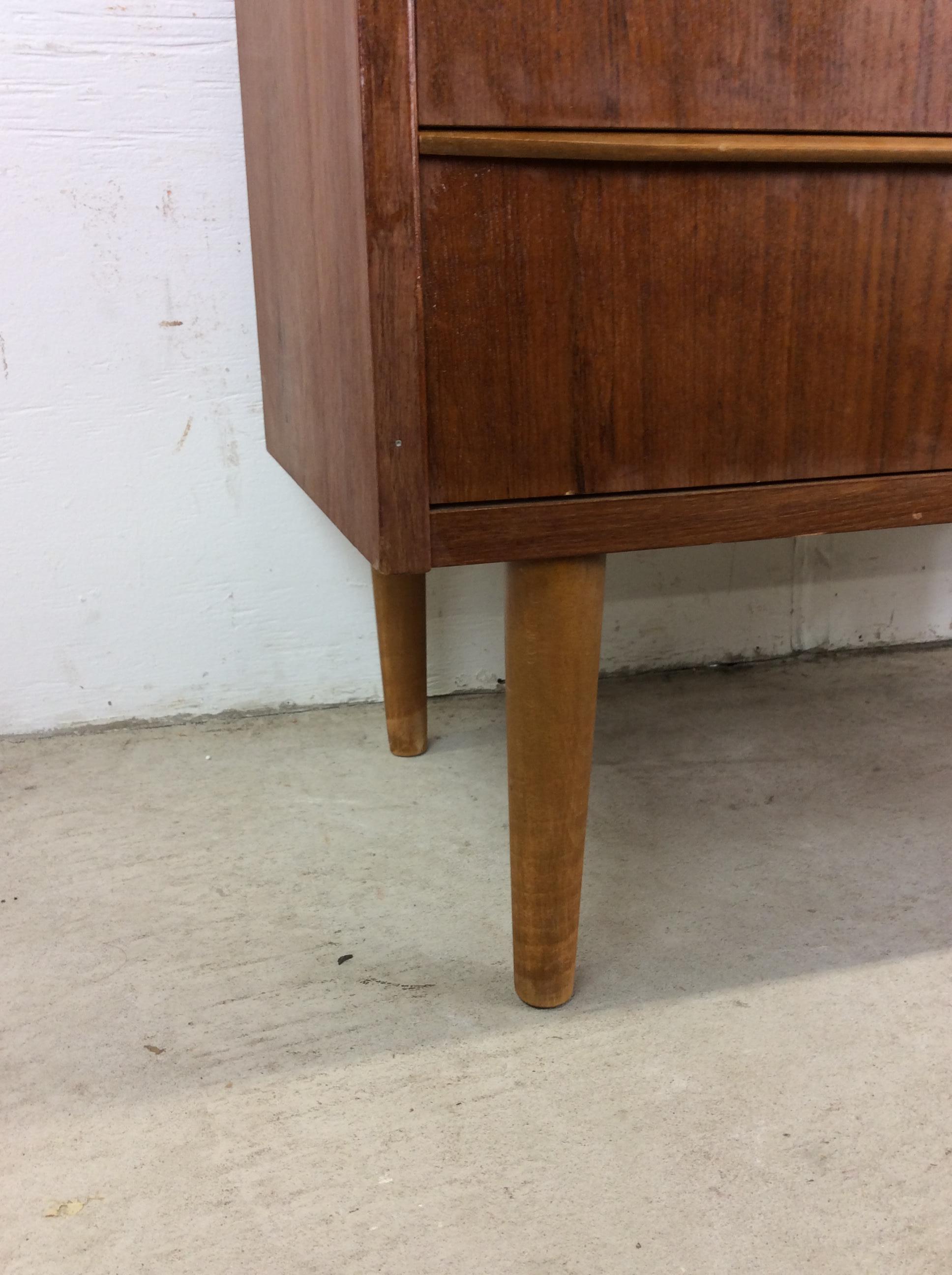 Teak Danish Modern Petite Vanity with Draw Leaf and Mirrored Tray For Sale