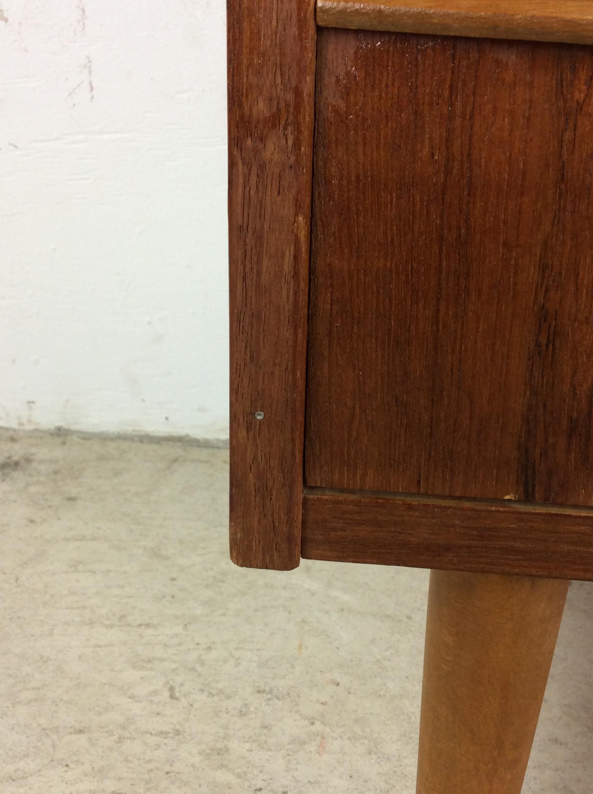 Danish Modern Petite Vanity with Draw Leaf and Mirrored Tray For Sale 1