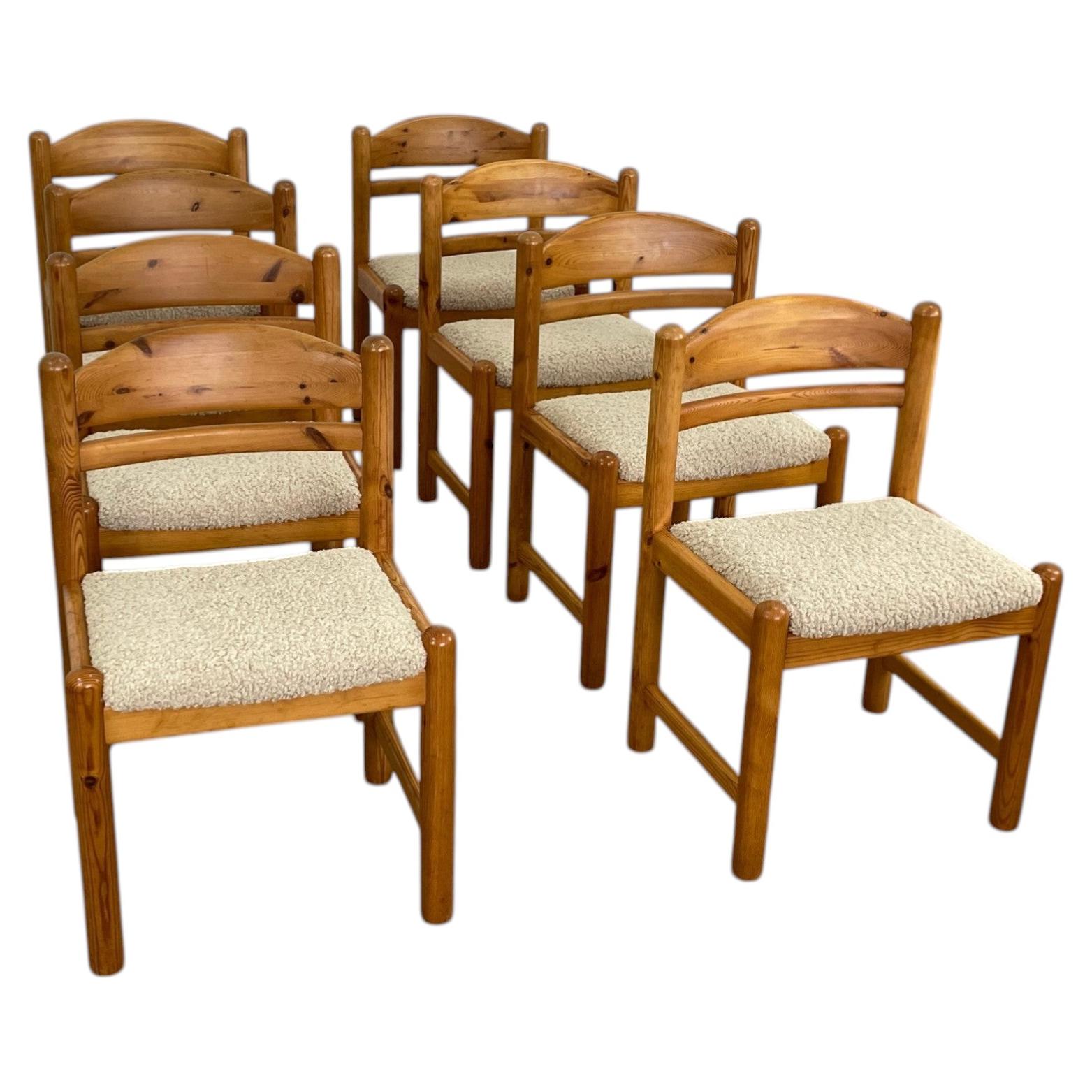 Danish Modern Pine Dining Chairs, style of Rainer Daumiller, 1970s, Set of 8