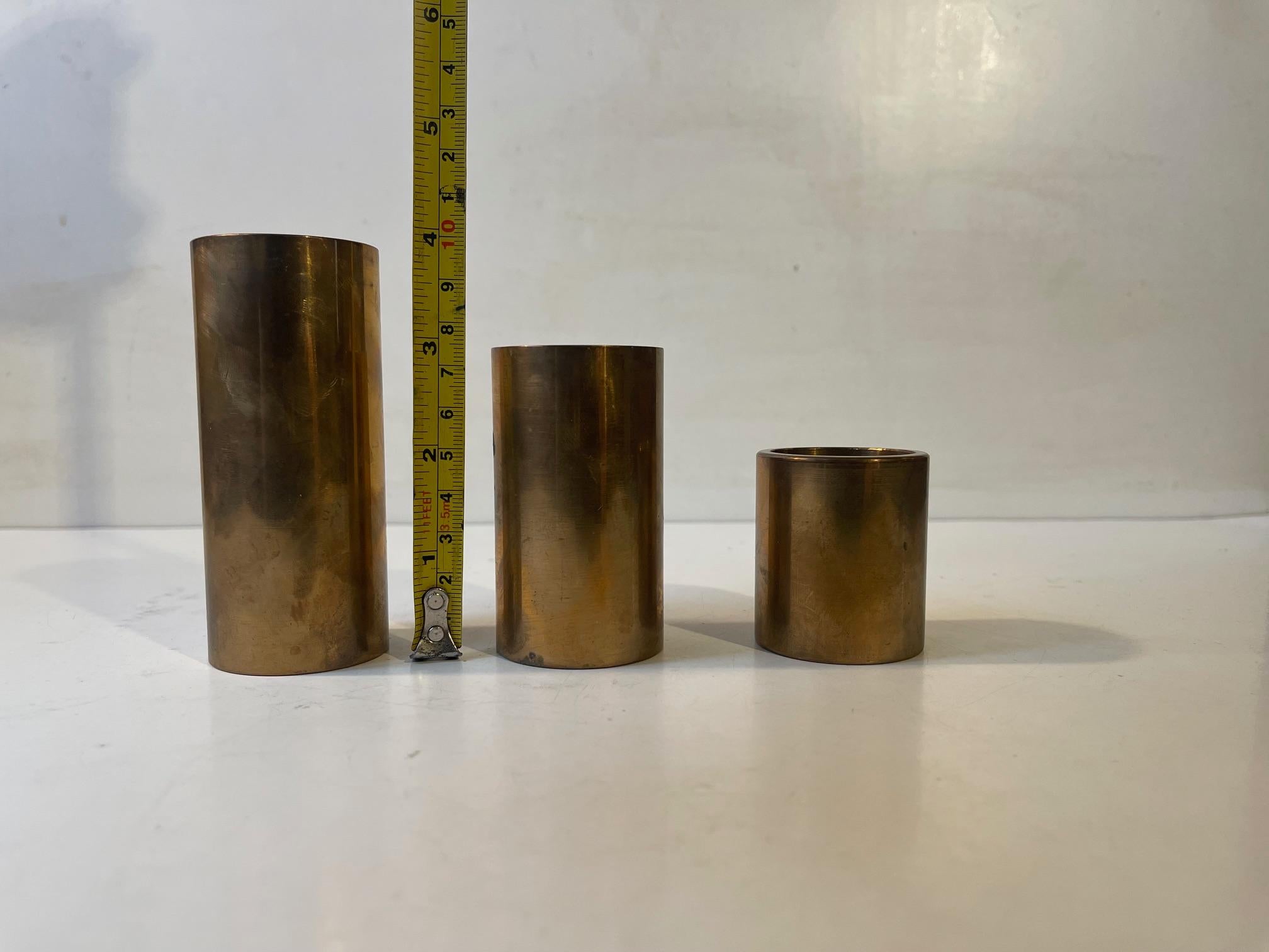 Danish Modern Pipe Candleholders in Patinated Bronze 2