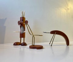 Danish Modern Pipe Troll, Lobster and Pipe Rest in Teak, 1960s, Set of 3