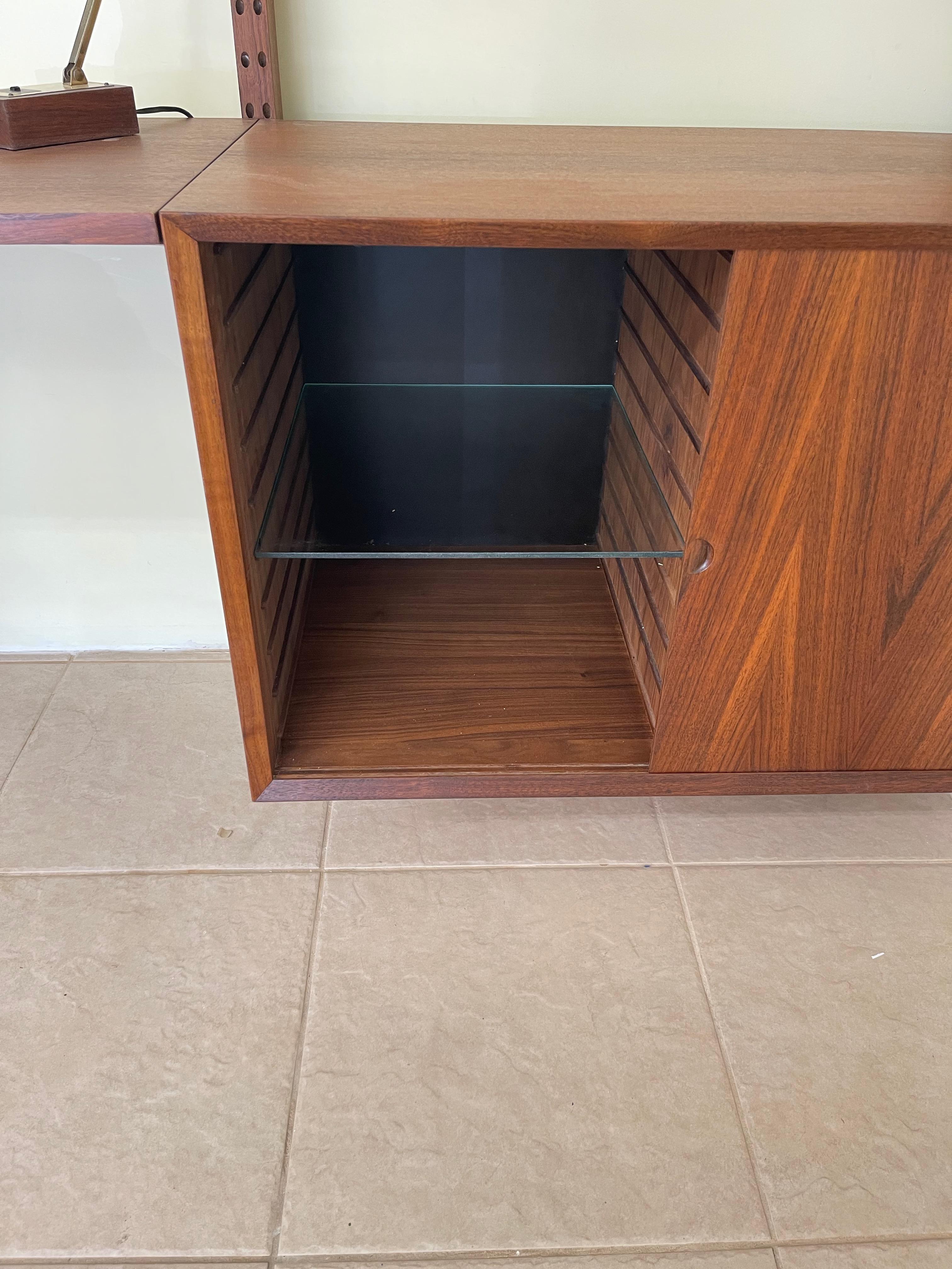 Mid-20th Century Danish Modern Poul Cadovius Cado Tension Pole Floating Wall Unit Room Divider