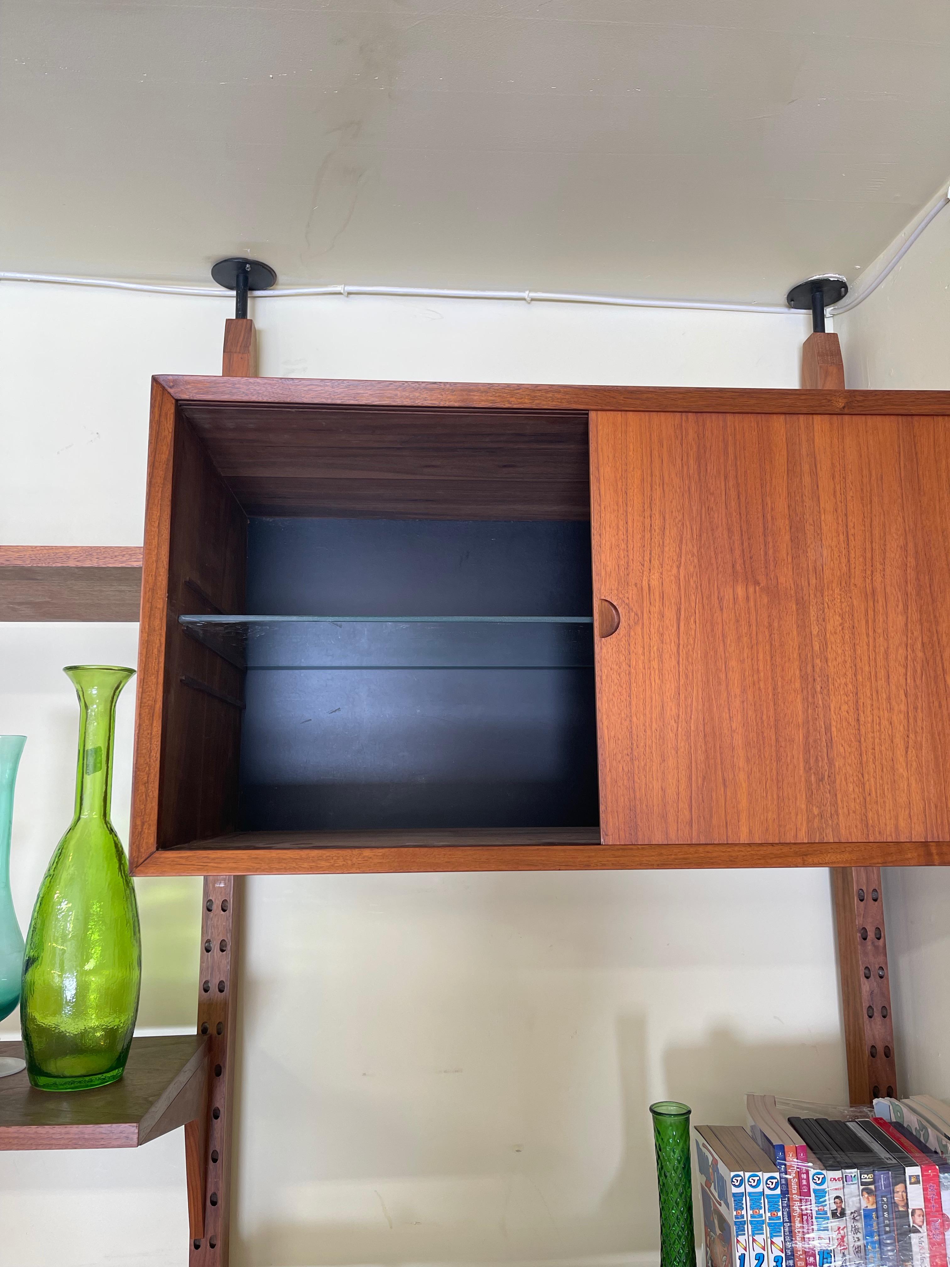 Walnut Danish Modern Poul Cadovius Cado Tension Pole Floating Wall Unit Room Divider