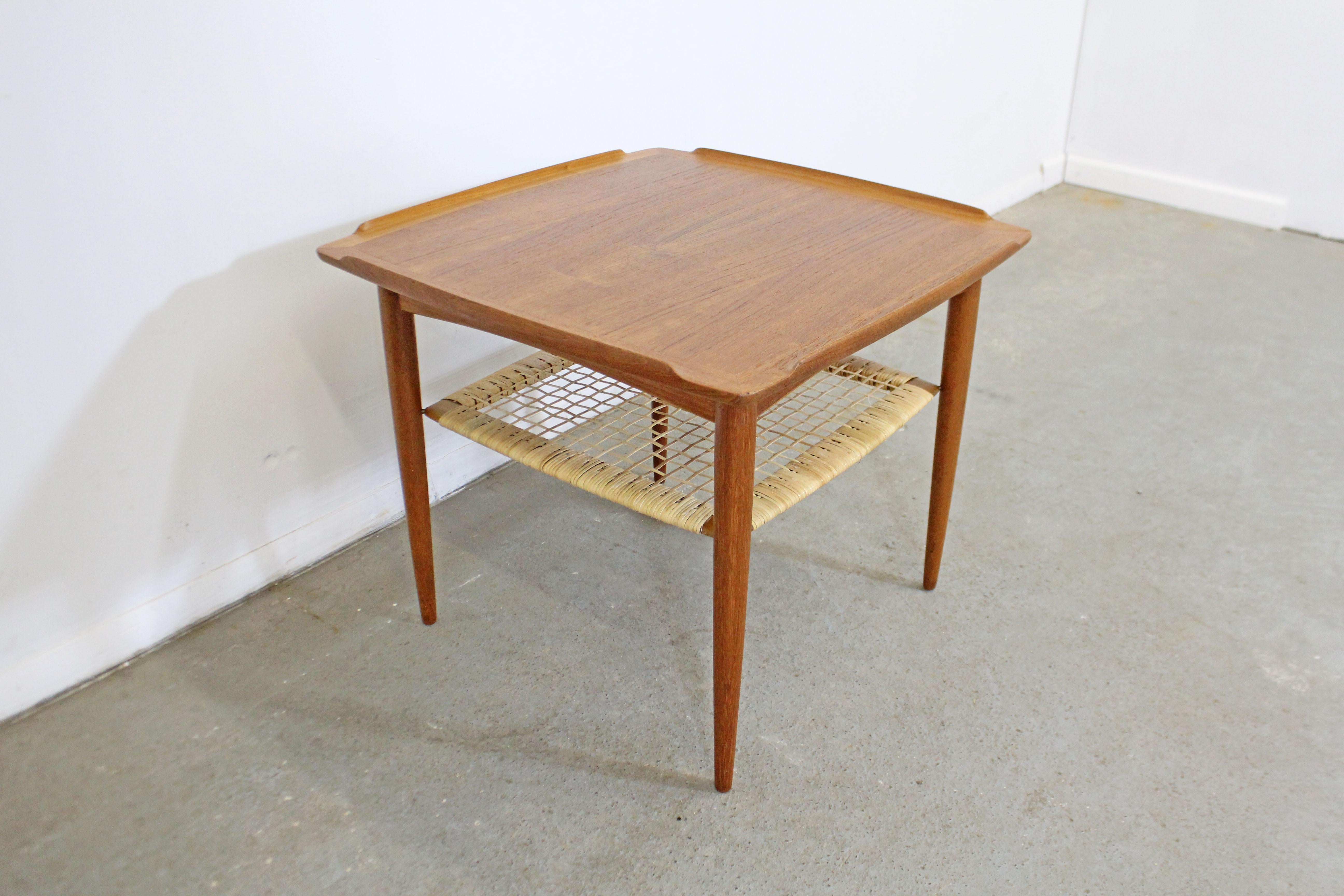 Scandinavian Modern Danish Modern Poul Jensen for Selig Teak Caned Square Side Table