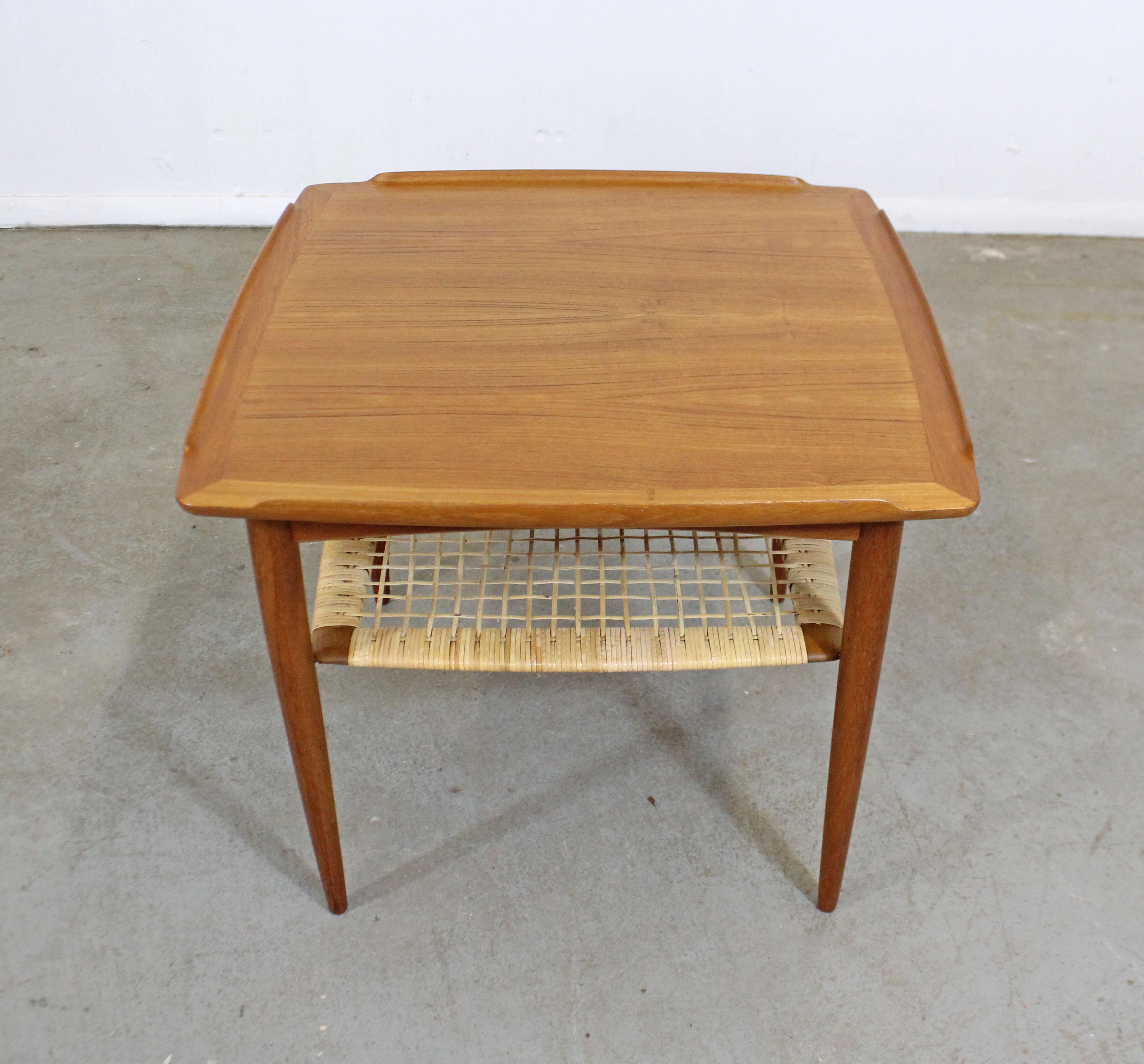 Mid-20th Century Danish Modern Poul Jensen for Selig Teak Caned Square Side Table