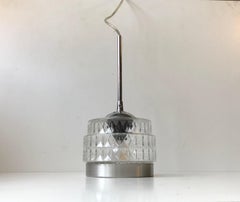Danish Modern Pressed Glass Pendant Light from Lyfa, 1970s