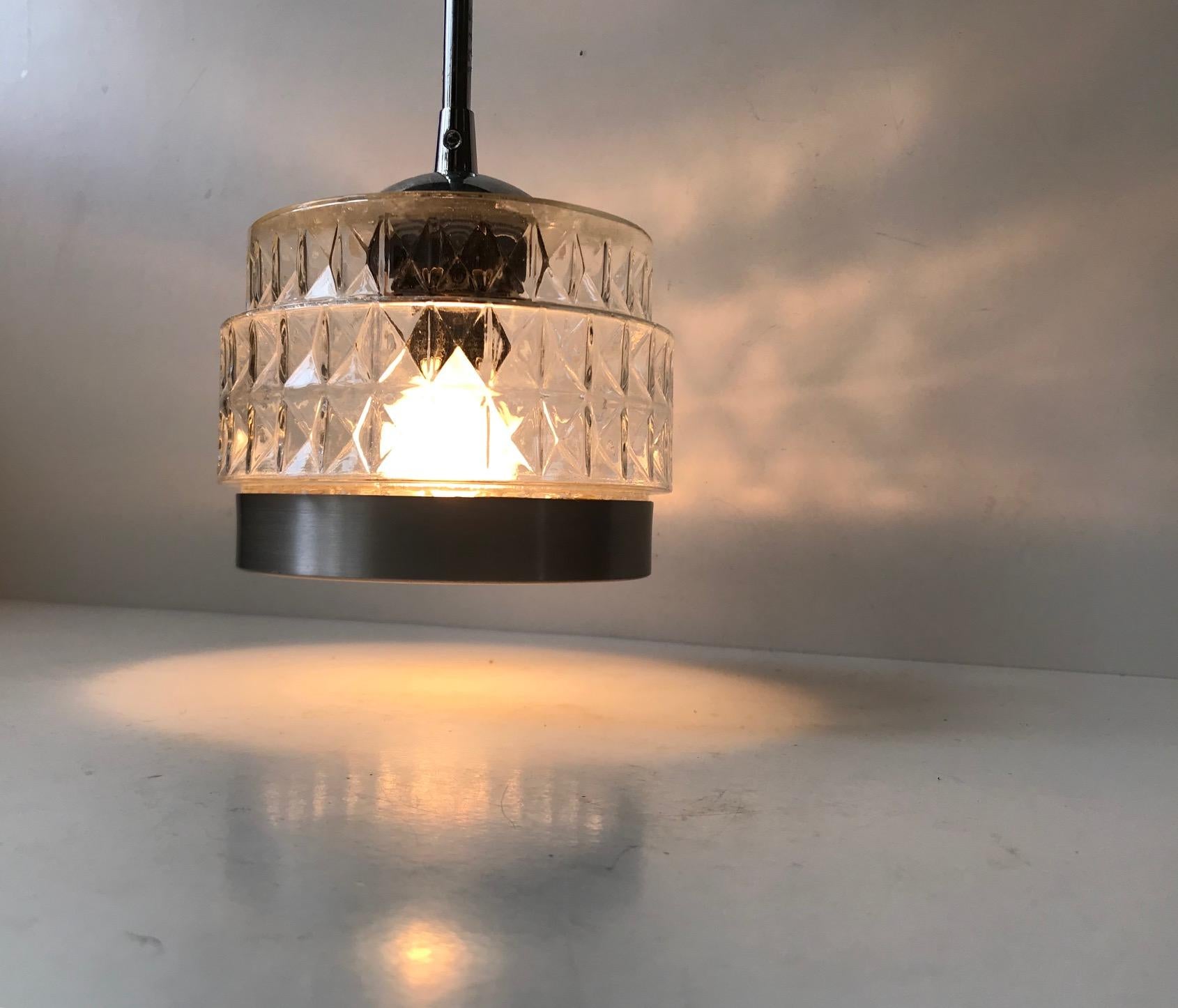 Danish Modern Pressed Glass Pendant Light from Lyfa, 1970s In Good Condition For Sale In Esbjerg, DK