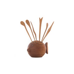 Danish Modern Puffer Fish Toothpick Holder Barware