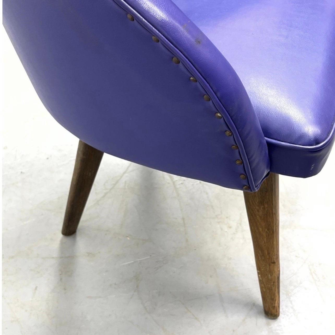 Mid-Century Modern Danish Modern Purple Upholstered Barrel Tub Chairs - a Pair For Sale