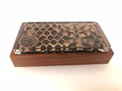 Dänische moderne, seltene Schachtel mit Lucite-Platte und Rosenholzsockel, Dänemark