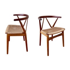 Danish Modern Rare Pair of Chairs Design by Henning Kjaernulf for Bruno Hansen