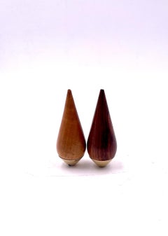 Danish Modern Rare Pair of Salt & Pepper Shakers in Rosewood & Brass