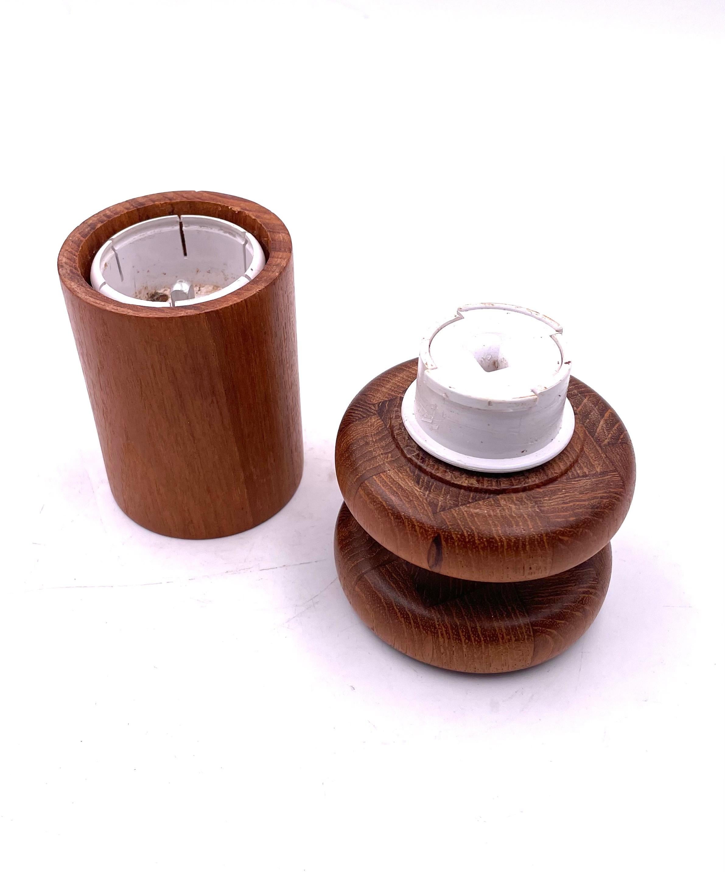 20th Century Danish Modern Rare Salt & Pepper Shaker Teak Dansk Style