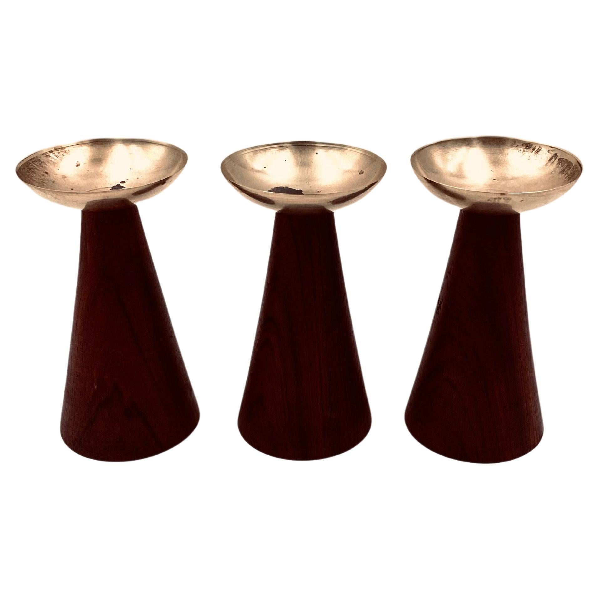 Danish Modern Rare Set of 3 Candle Hoders by Hans Agne Jakobsson Ahus For Sale
