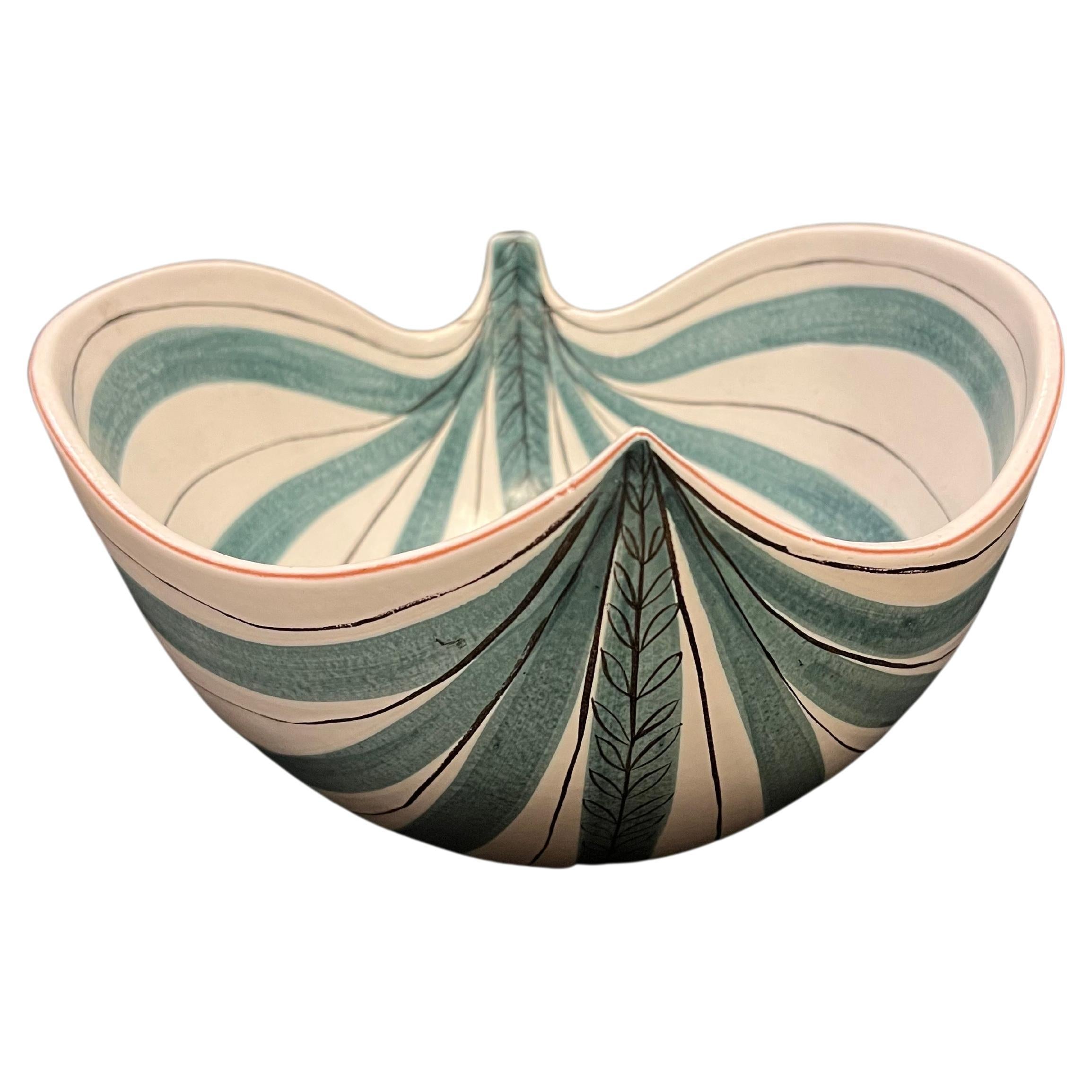 Swedish Danish Modern Rare Stig Lindberg for Gustavsberg Studio Faience Leaf Bowl For Sale
