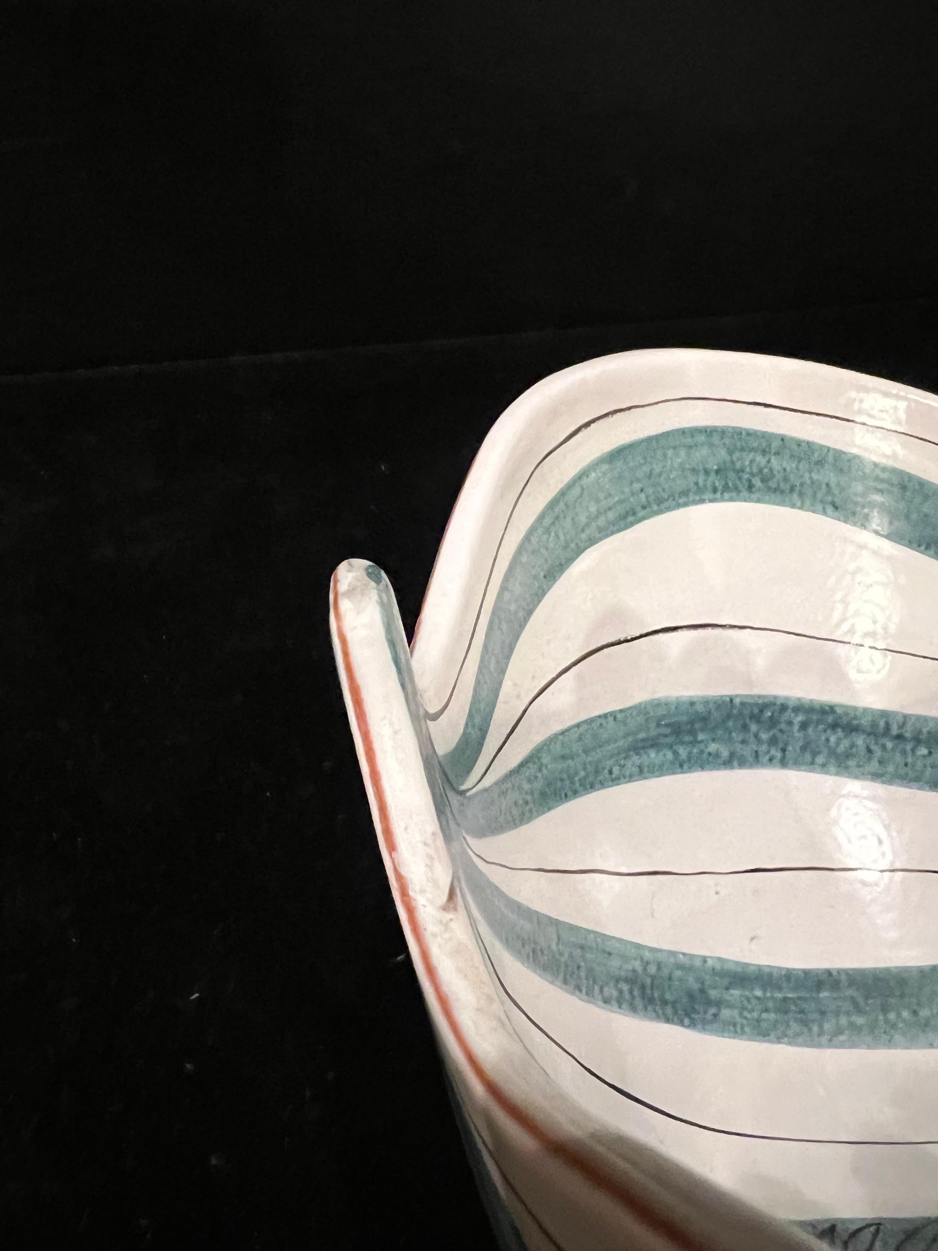 20th Century Danish Modern Rare Stig Lindberg for Gustavsberg Studio Faience Leaf Bowl For Sale