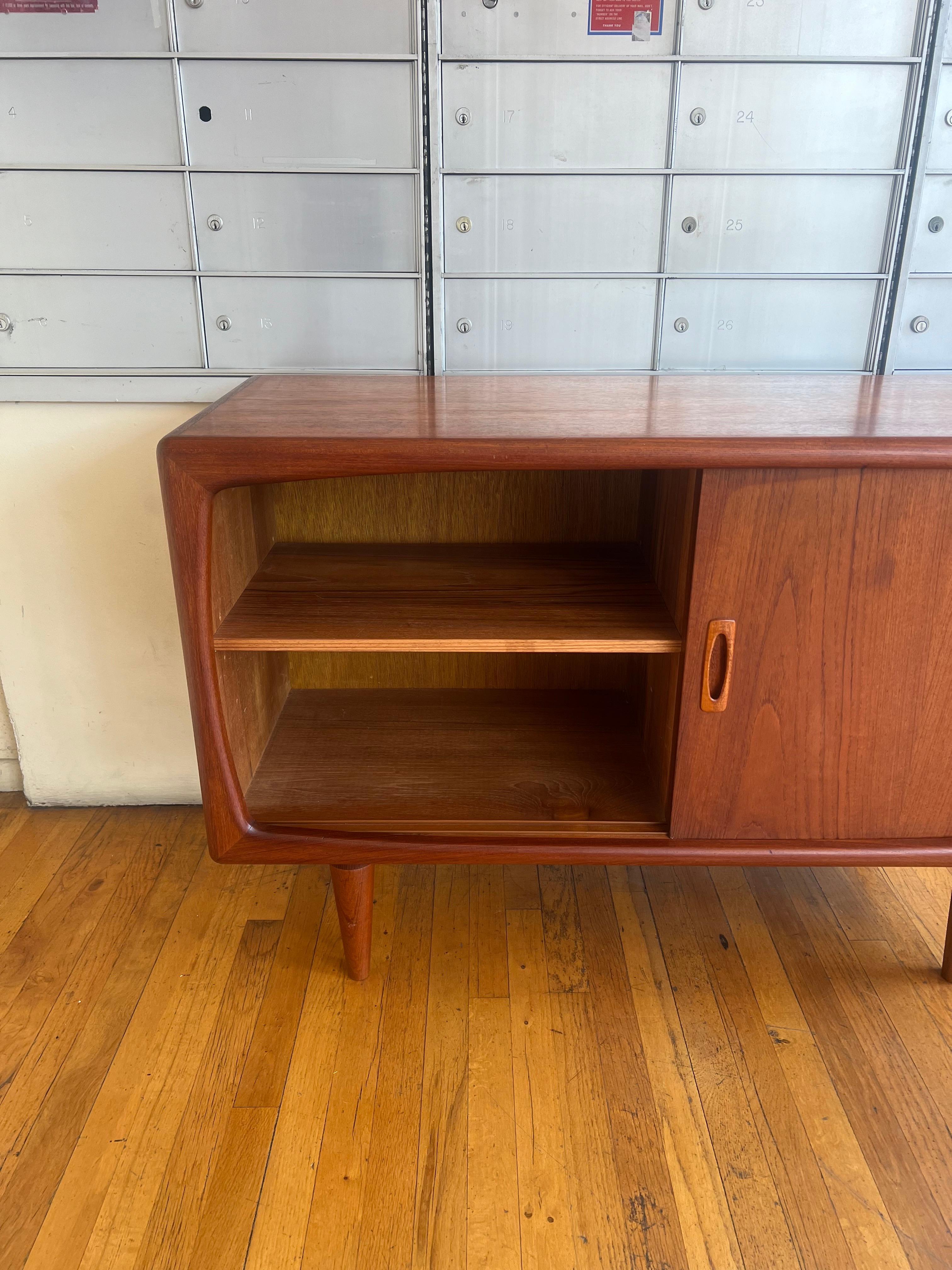 20th Century Danish Modern Rare Teak Petite Credenza Sideboard Buffet by H.P Hansen Denmark
