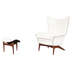 Danish Modern Reclining Lounge Chair and Ottoman by H.W. Klein for Bramin, 1960s