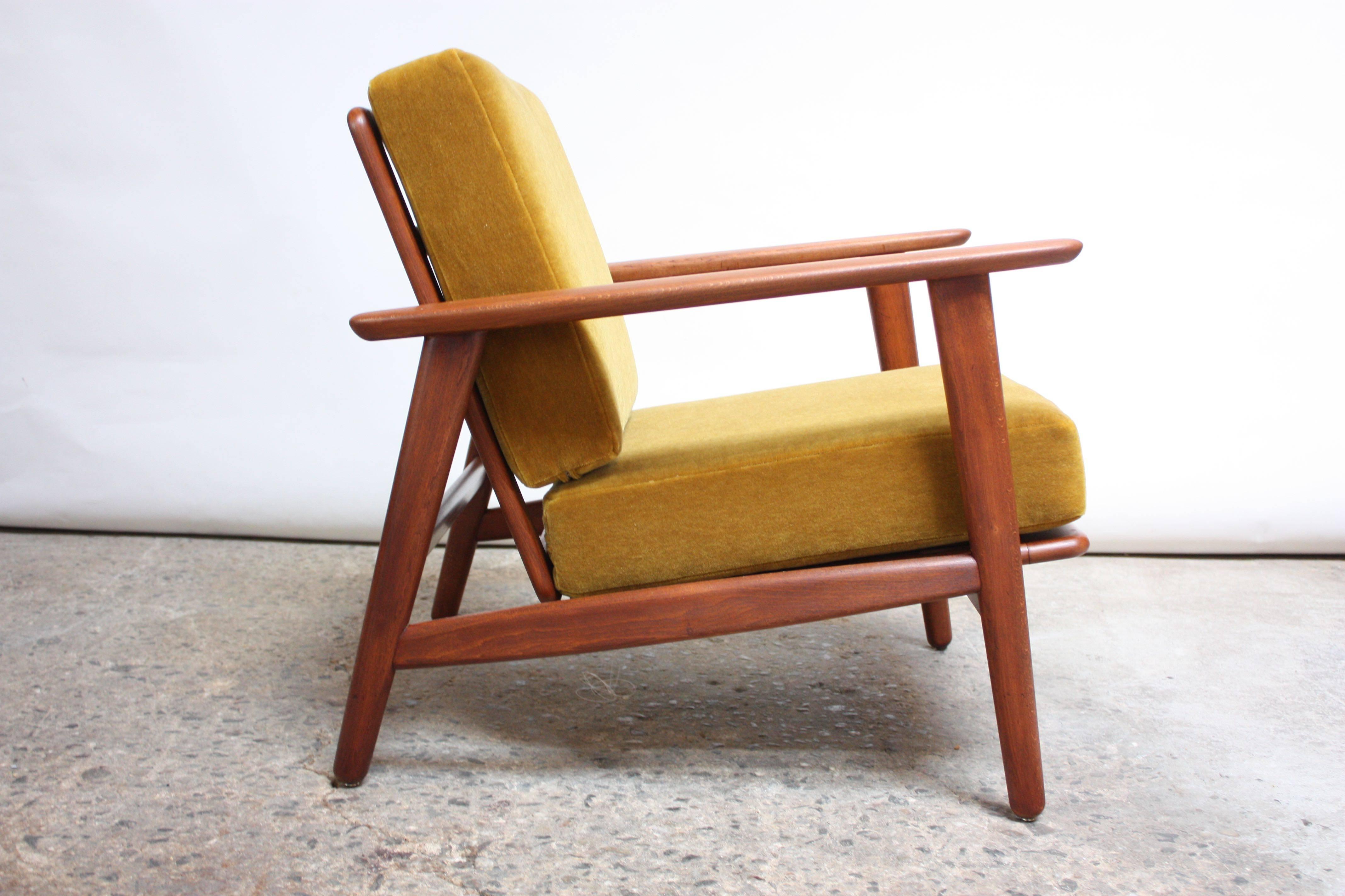 Mid-Century Modern Danish Modern Reclining Lounge Chair in Ochre Mohair
