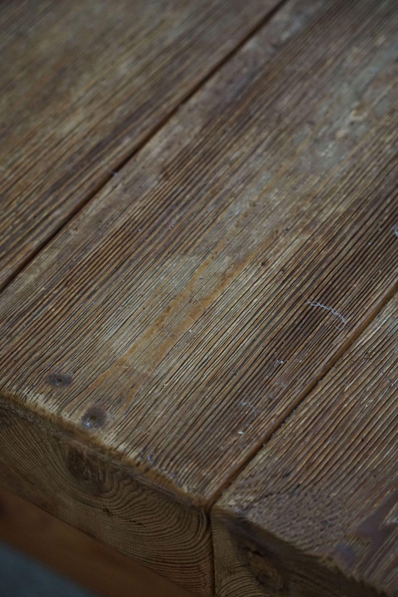 Danish Modern Rectangular Brutalist Coffee Table in Solid Pomeranian Pine, 1970s 5