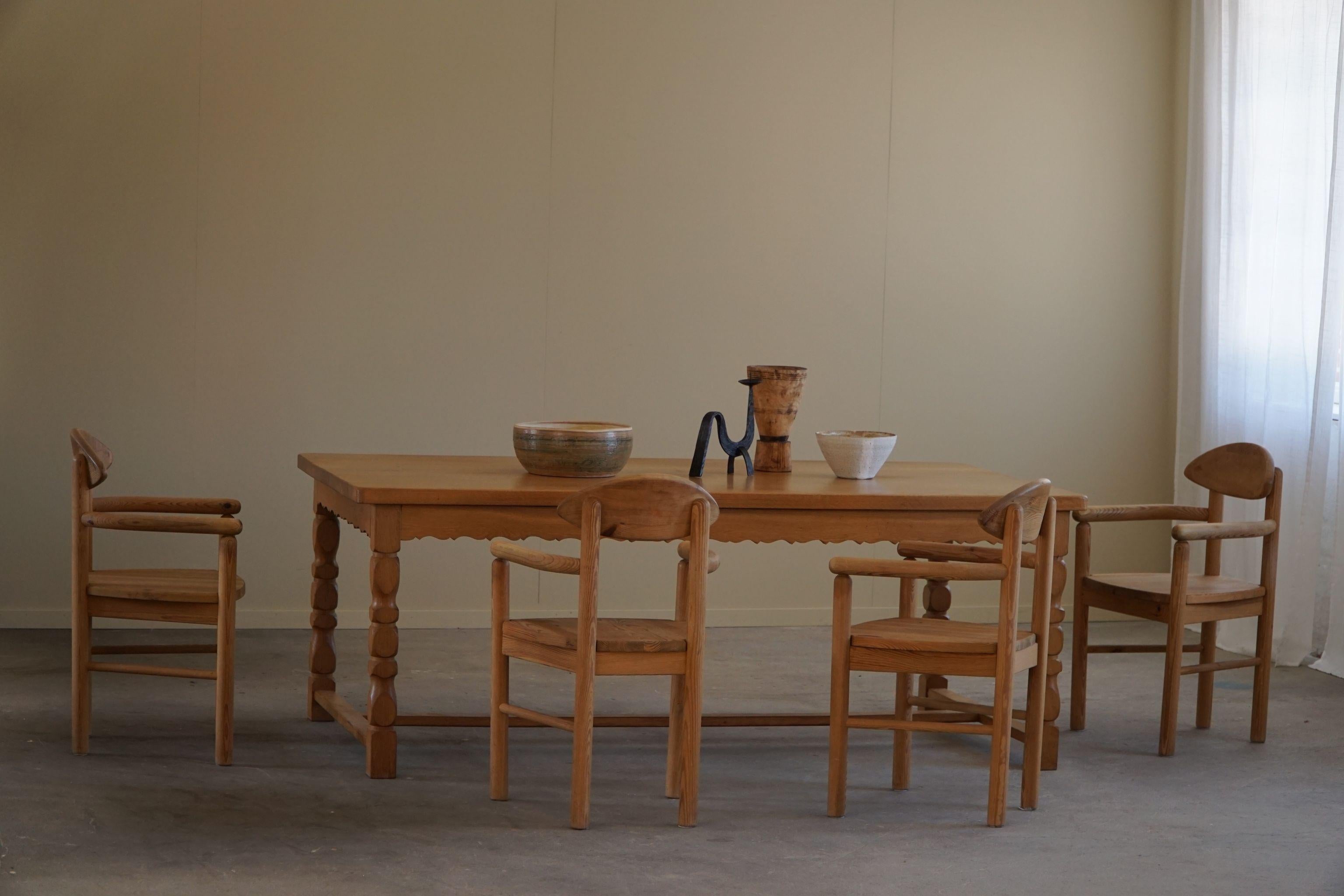 Table de bureau / salle à manger rectangulaire moderne danoise en Oak massif, Handcraft, années 1950 en vente 10