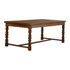 Danish Modern, Rectangular Desk / Dining Table in Solid Oak, Handcrafted, 1950s
