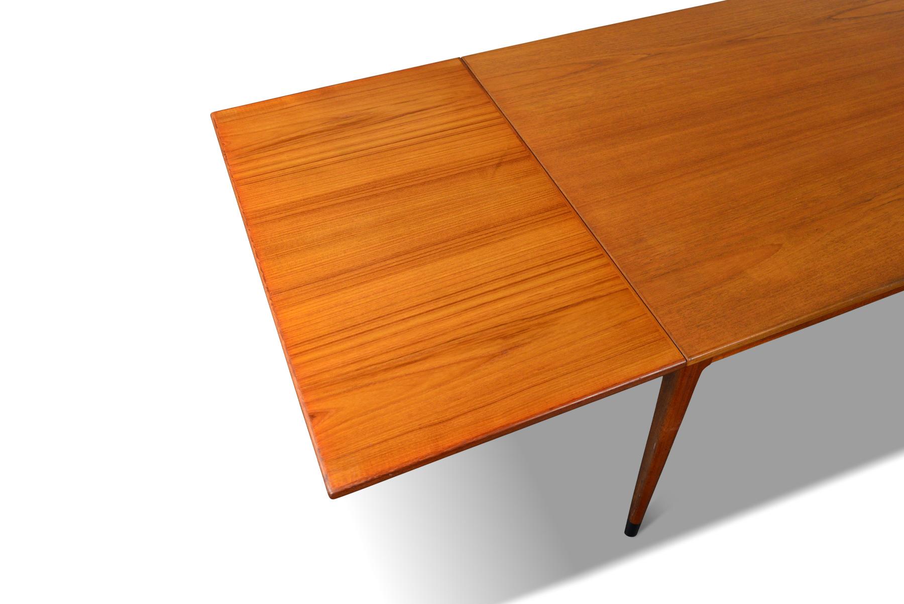 20th Century Danish Modern Rectangular Draw Leaf Mid Century Dining Table in Teak