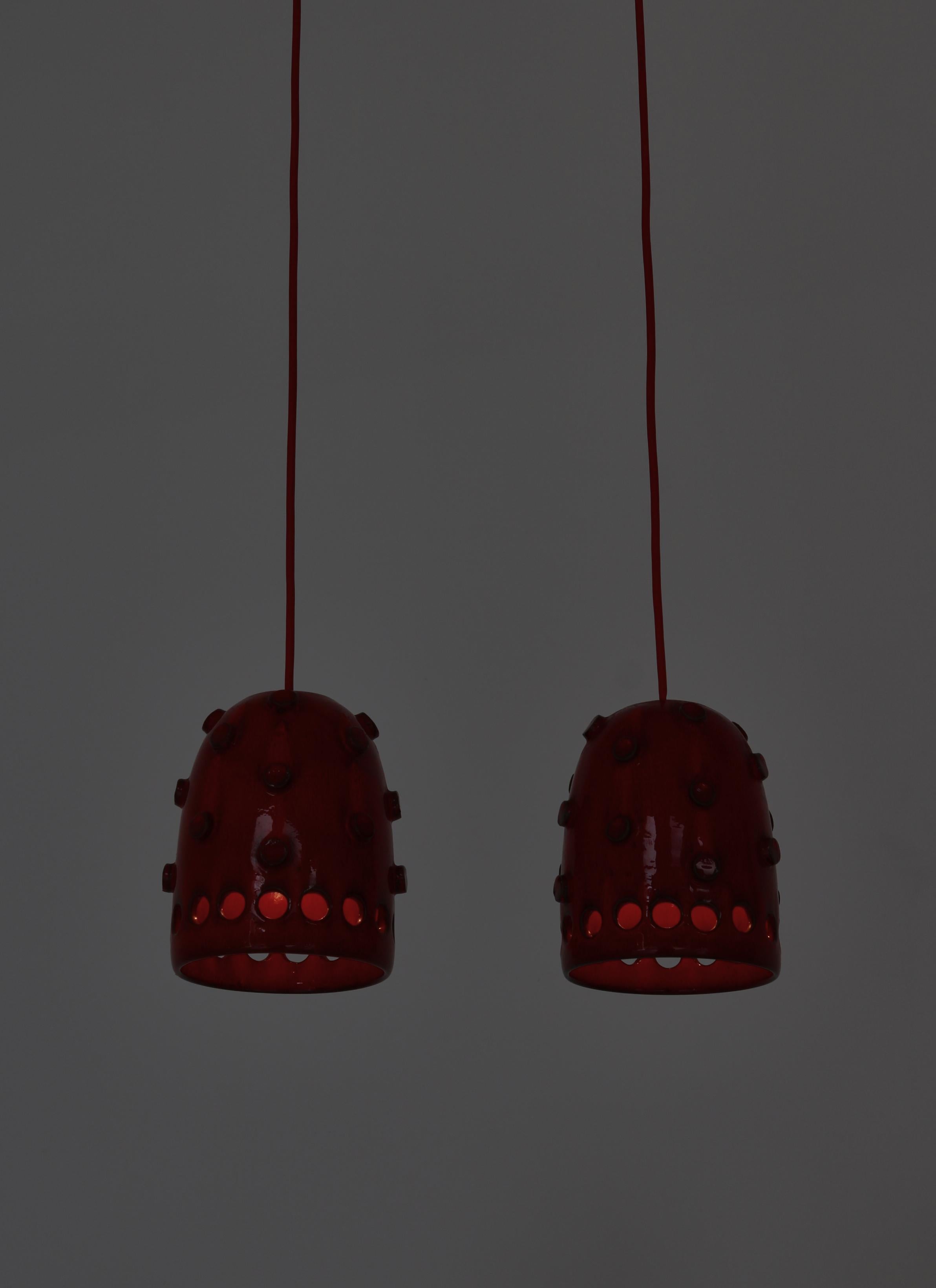 Danish Modern Red Ceramics Pendants by Jette Hellerøe at Axella Studio, 1970s For Sale 5