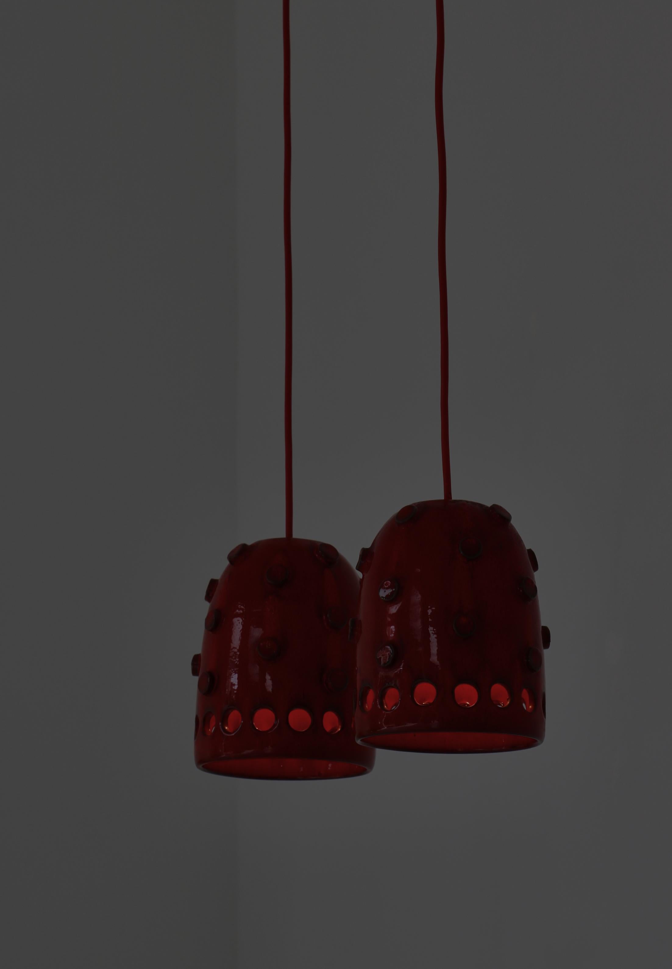 Danish Modern Red Ceramics Pendants by Jette Hellerøe at Axella Studio, 1970s For Sale 6