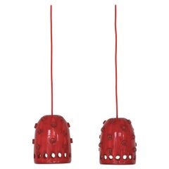 Dänische moderne rote Keramik-Hängeleuchten von Jette Hellerøe bei Axella Studio, 1970er Jahre