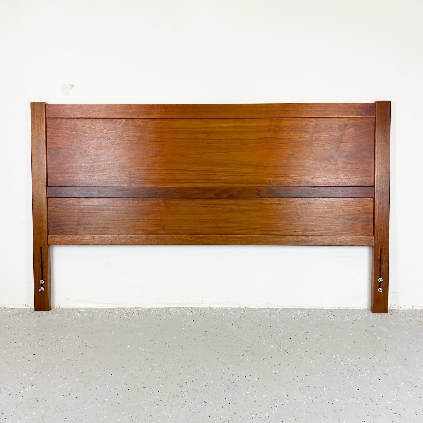 Outstanding teak and cane headboard that is reversible.
