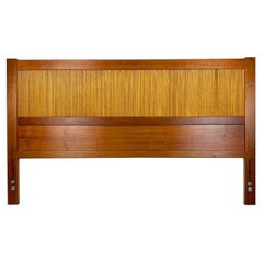 Vintage Danish Modern Reversible Cane and Teak Queen Headboard by Nils Jonsson