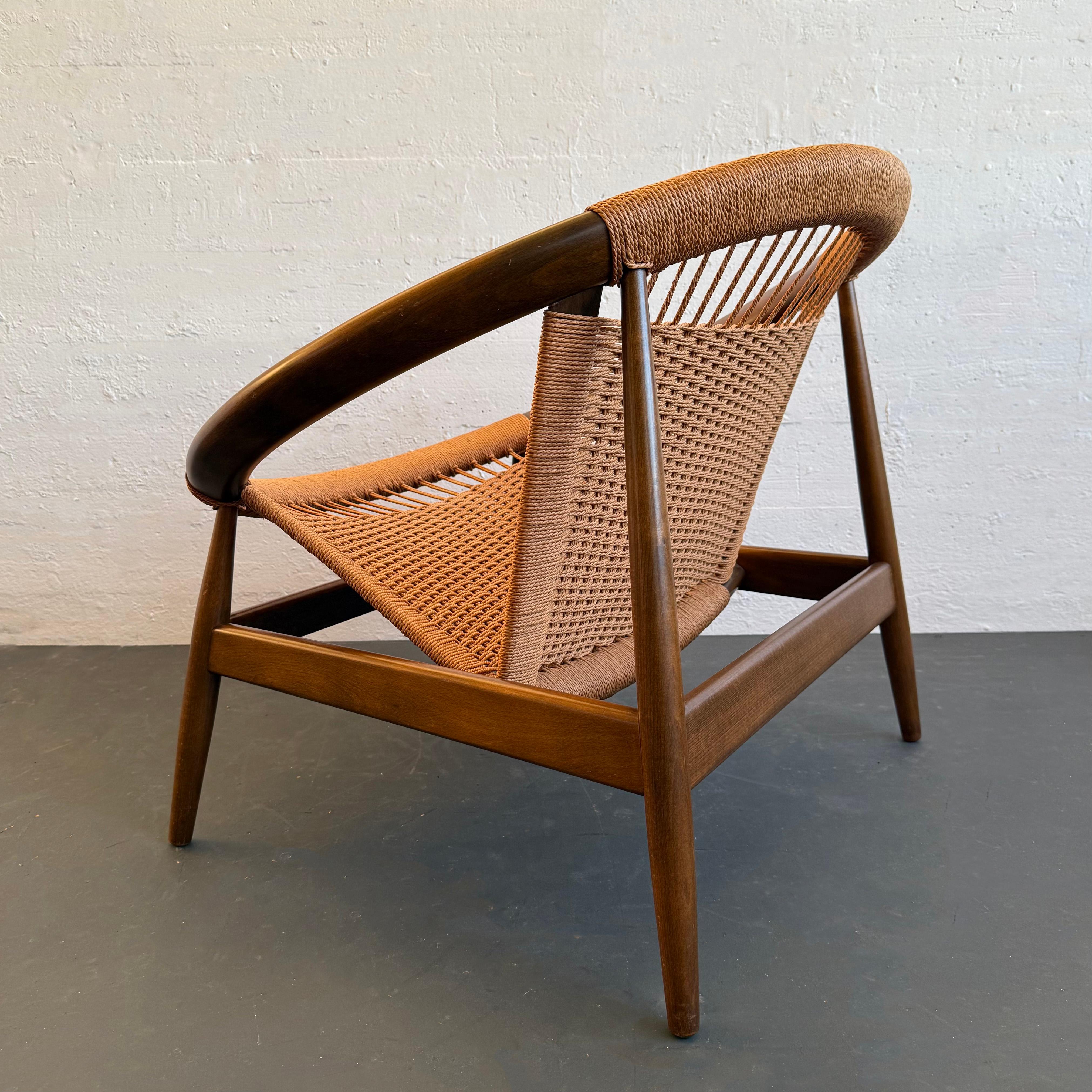 Woven Danish Modern Ringstol Hoop Lounge Chair By Illum Wikkelso For Sale