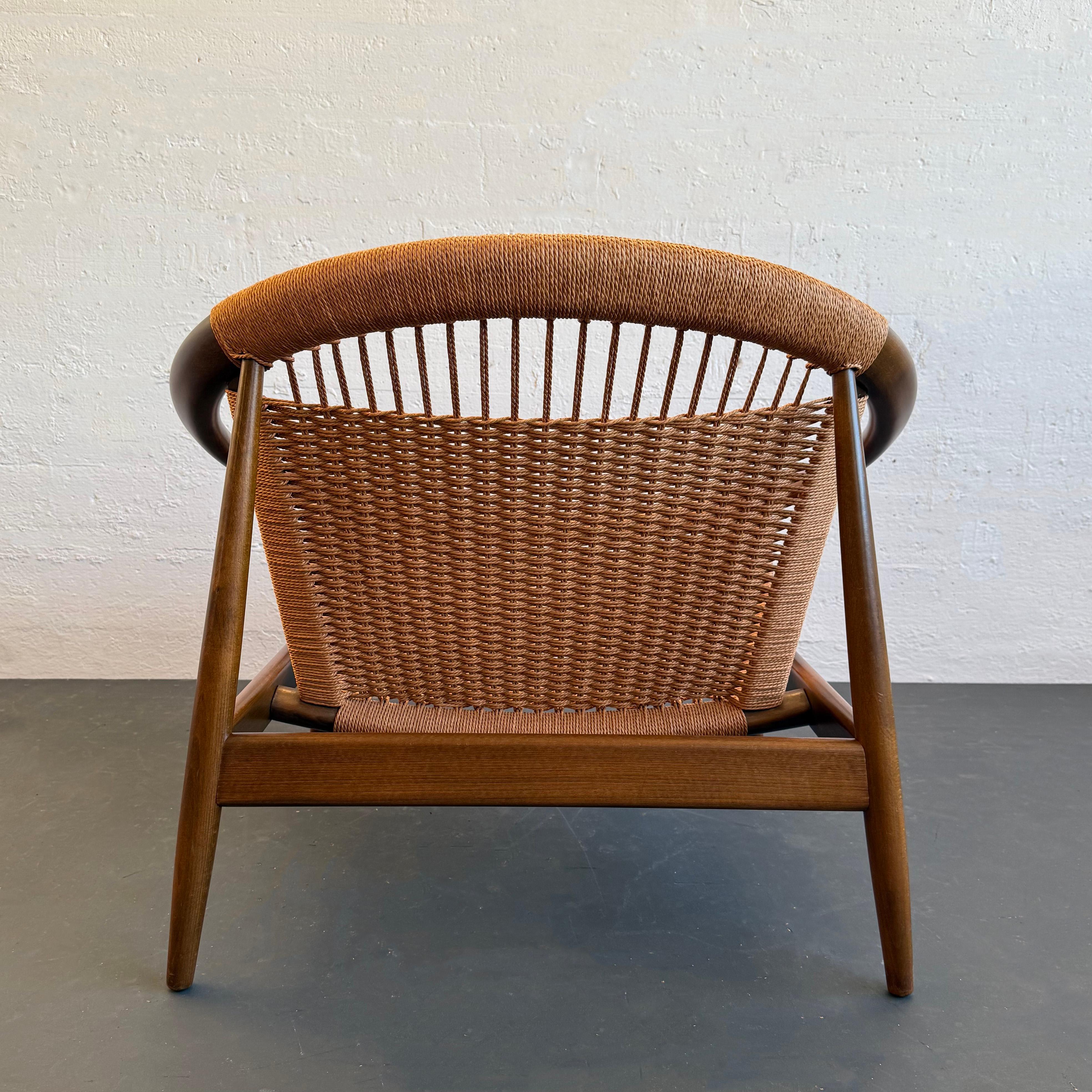 Papercord Danish Modern Ringstol Hoop Lounge Chair By Illum Wikkelso For Sale