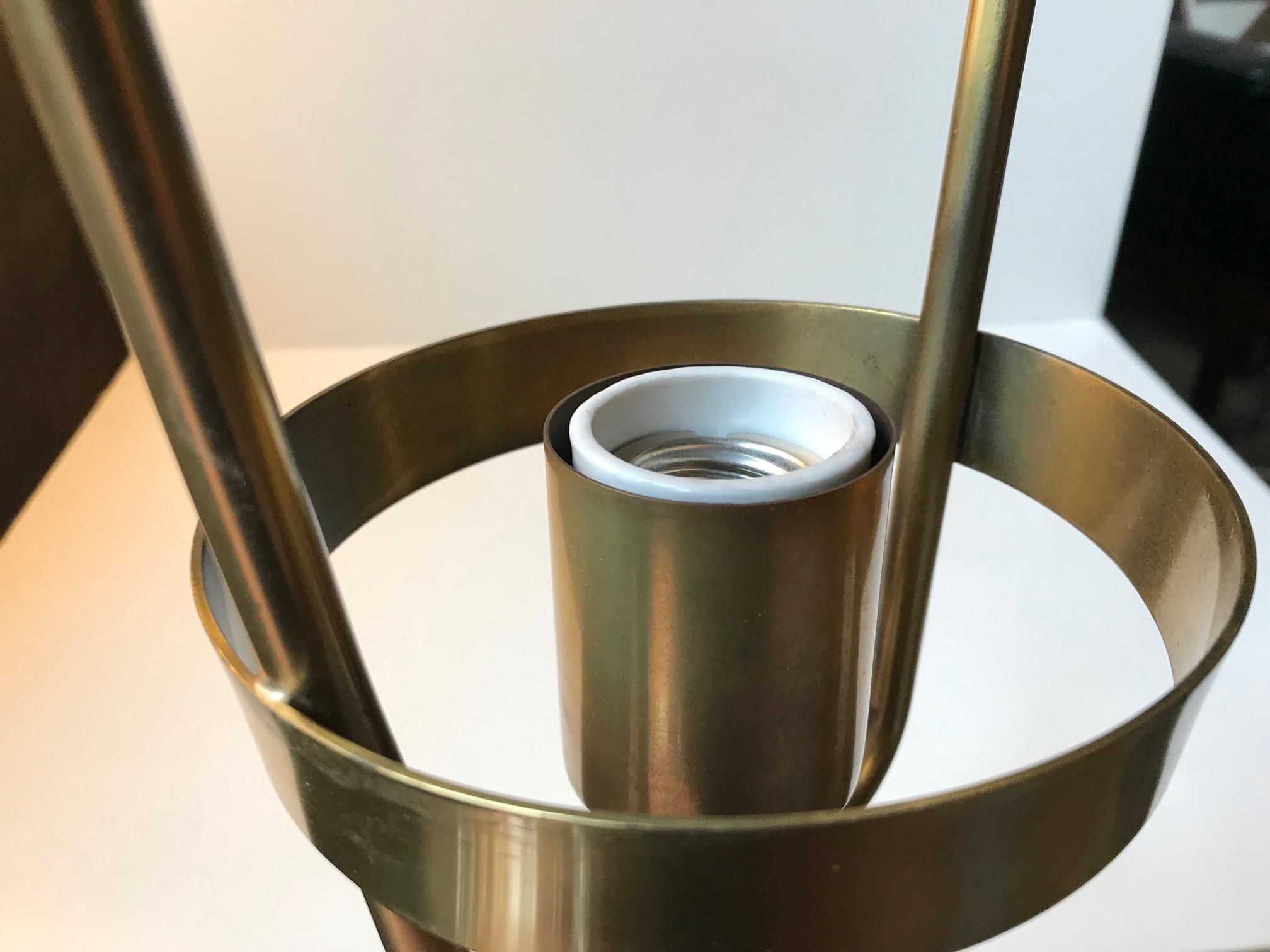 Danish Modern Rise & Fall Brass Pendant Lamp by Fritz Schlegel for Lyfa, 1960s In Good Condition In Esbjerg, DK