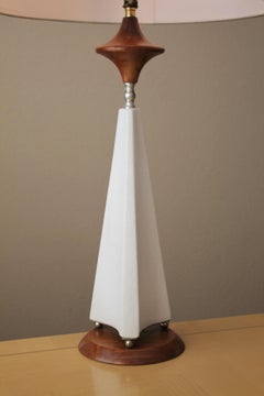 Danish Modern Rocket Table Lamp Svend Aage Holm Sorensen Teak Plaster Brass 50s