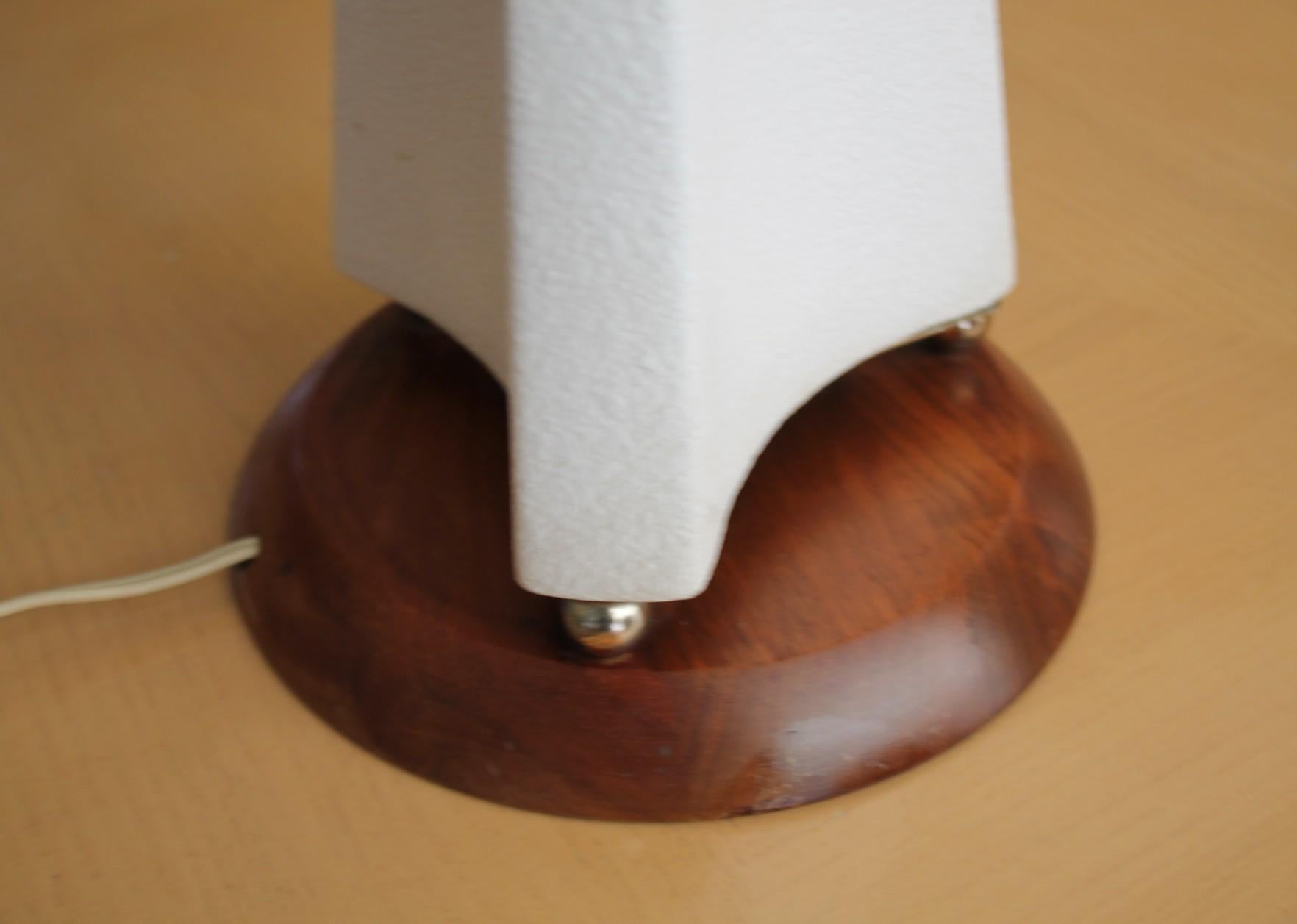 Hand-Carved Danish Modern Rocket Table Lamp Svend Aage Holm Sorensen Teak Plaster Brass 50s  For Sale