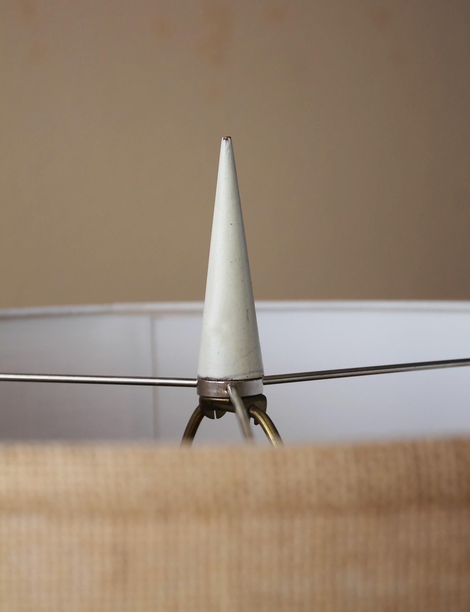 Lampe de table moderne danoise Svend Aage Holm Sorensensen teck plâtre laiton des années 50 Bon état - En vente à Peoria, AZ