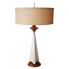 Danish Modern Rocket Table Lamp Svend Aage Holm Sorensen Teak Plaster Brass 50s