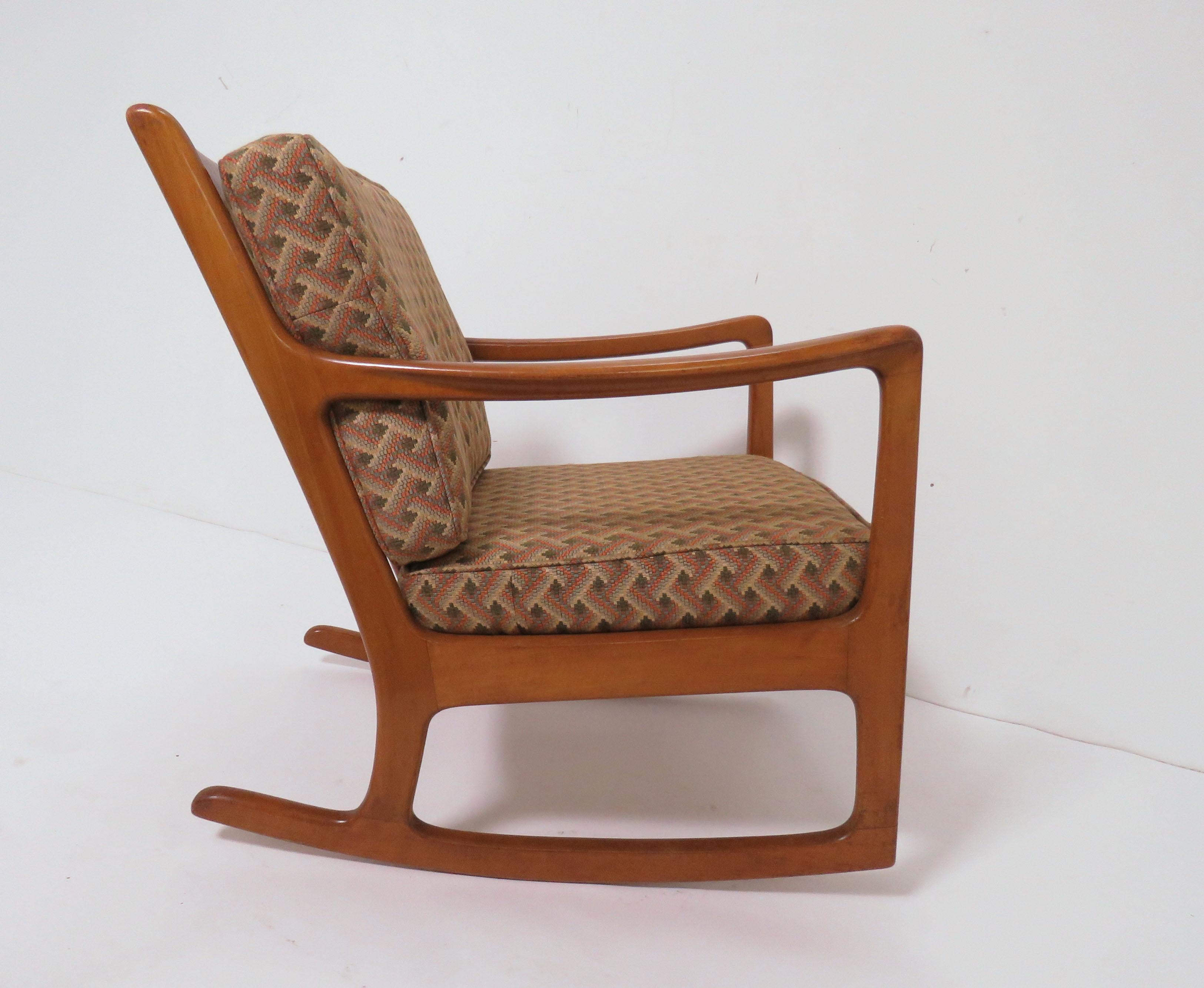 Danish Modern Rocking Chair by Ole Wanscher, circa 1950s In Good Condition In Peabody, MA