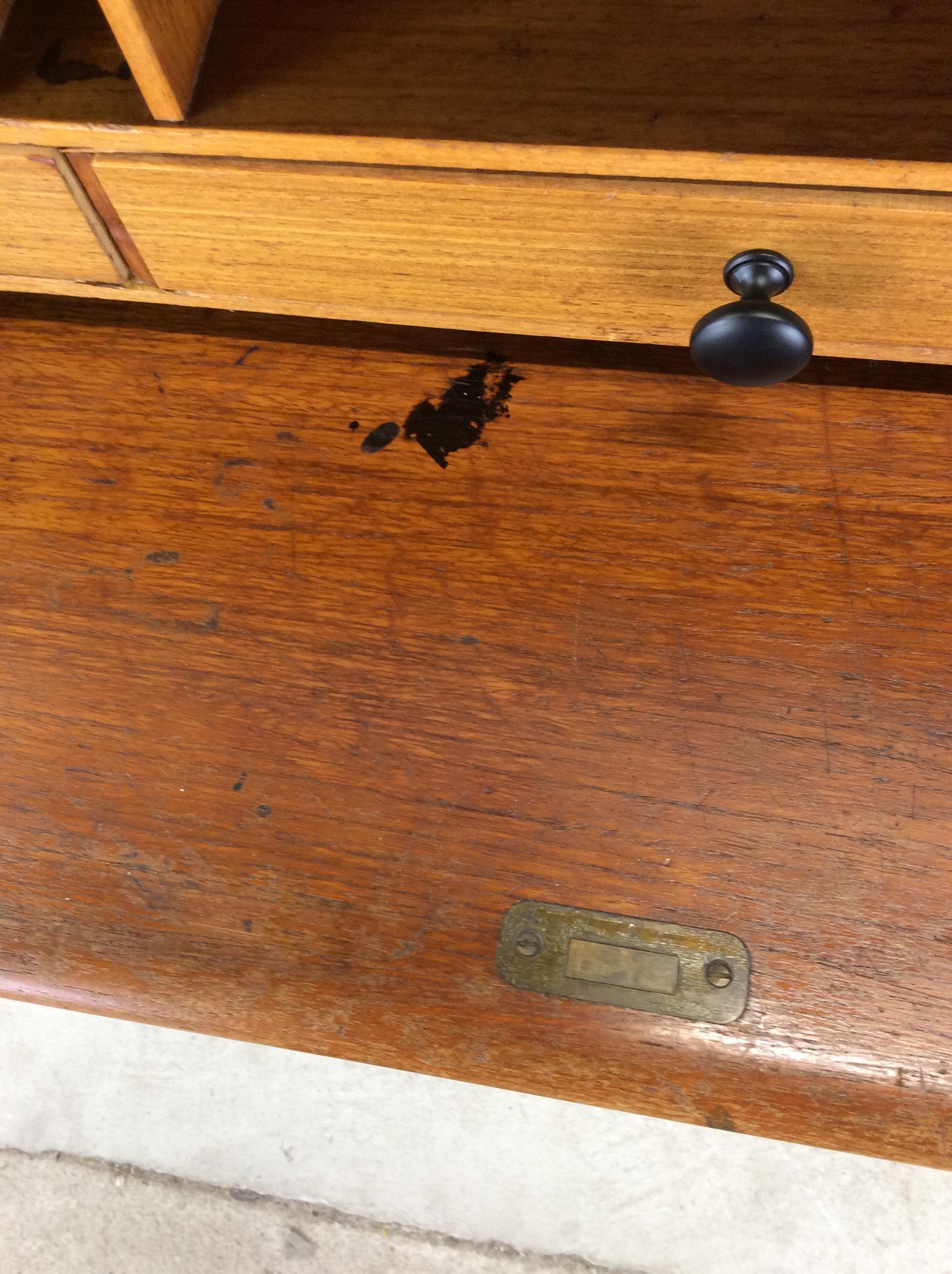 20th Century Danish Modern Roll Top Desk with 7 Drawers For Sale