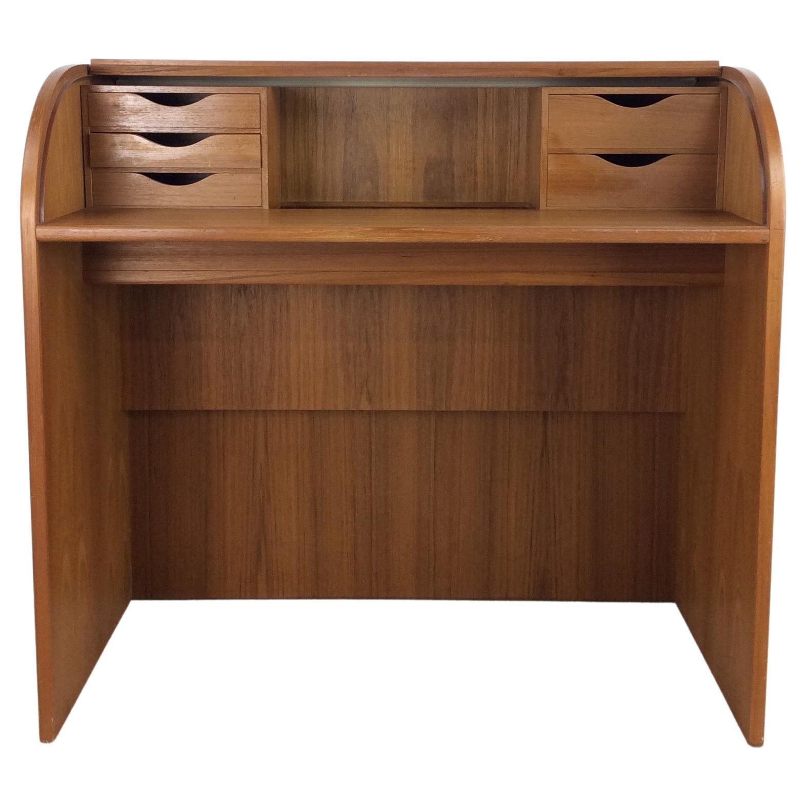 MidCentury Modern Teak Roll Top Desk For Sale at 1stDibs mid century modern roll top desk