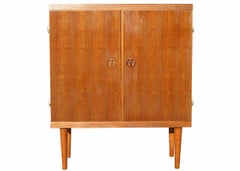 Danish Modern Rose Stained Cabinet w/ Sculpted Pig Nose Pulls