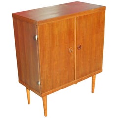 Danish Modern Rose Stained Cabinet w/ Sculpted Pig Nose Pulls