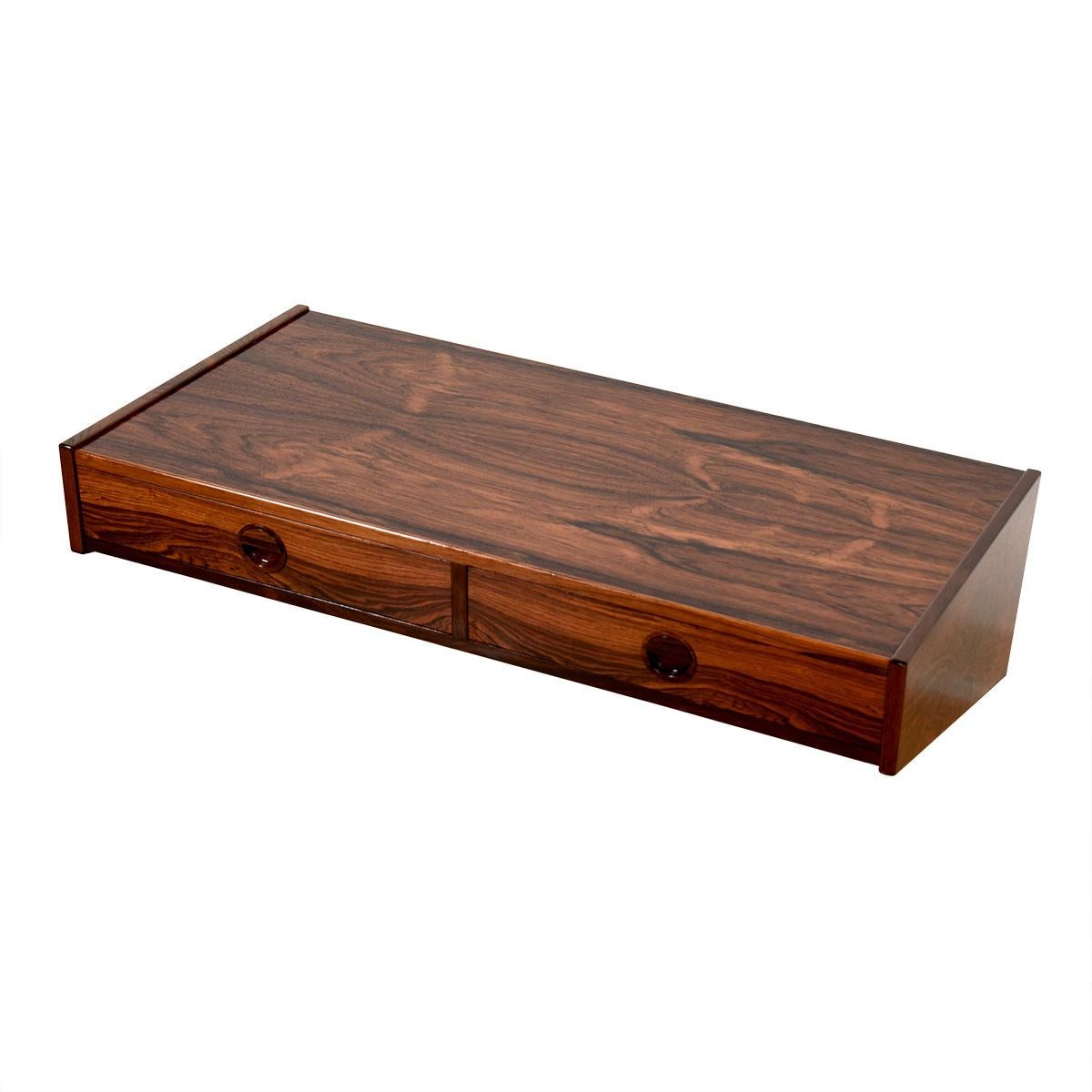 Mid-Century Modern HG Danish Modern Brazilian Rosewood 2-Drawer Hanging Accent / Display Shelf For Sale